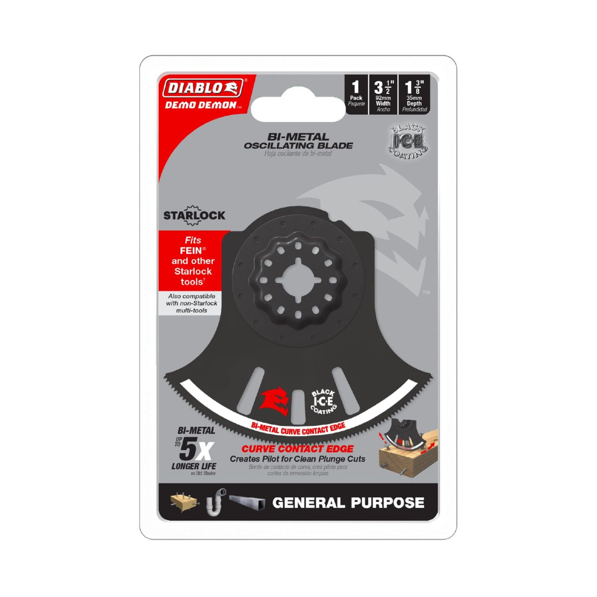 Diablo DOS350RBGP 3-1/2-Inch Starlock Bi-Metal Oscillating Blade for General Purpose Cuts