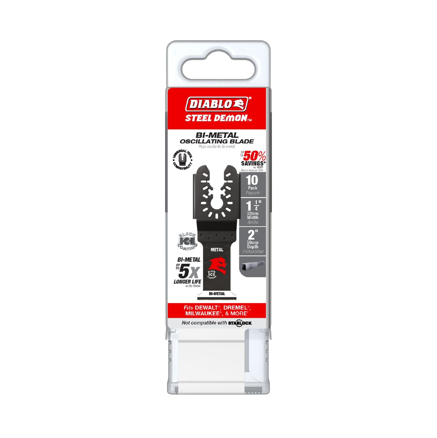 Diablo DOU125BF10 1-1/4 in. Universal Bi-Metal Oscillating Blade for Metal (10-Pack)