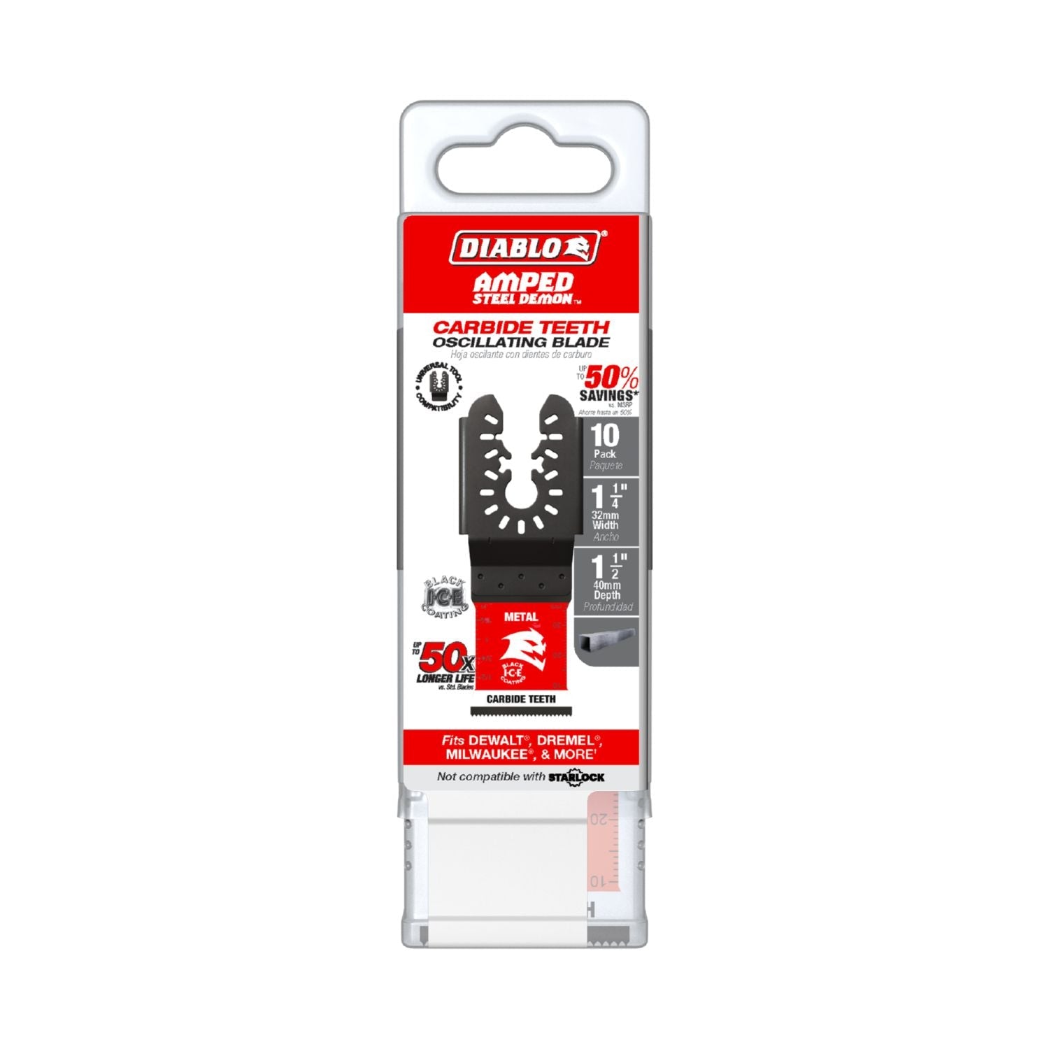 Diablo DOU125CF10 1-1/4 in. Universal Carbide Oscillating Blade for Metal (10-Pack)