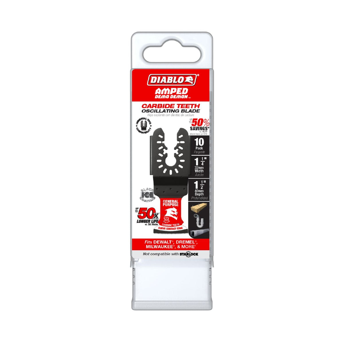 Diablo DOU125CGP10 1-1/4 in. Universal Carbide Oscillating Blade for General Purpose Cuts (10-Pack)