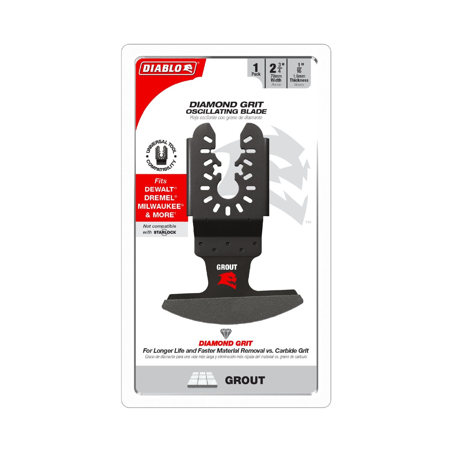 Diablo DOU16DGX Universal Fit Diamond Grit Oscillating Blade for Grout