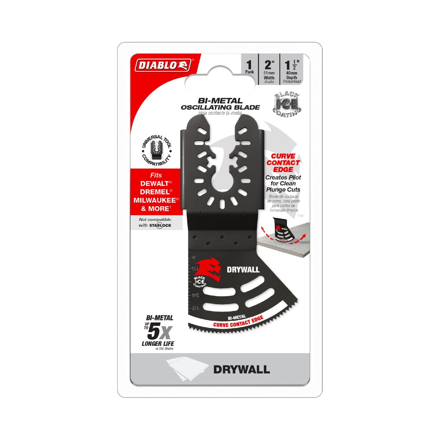 Diablo DOU200RBD 2-Inch Universal Fit Bi-Metal Oscillating Blade for Drywall
