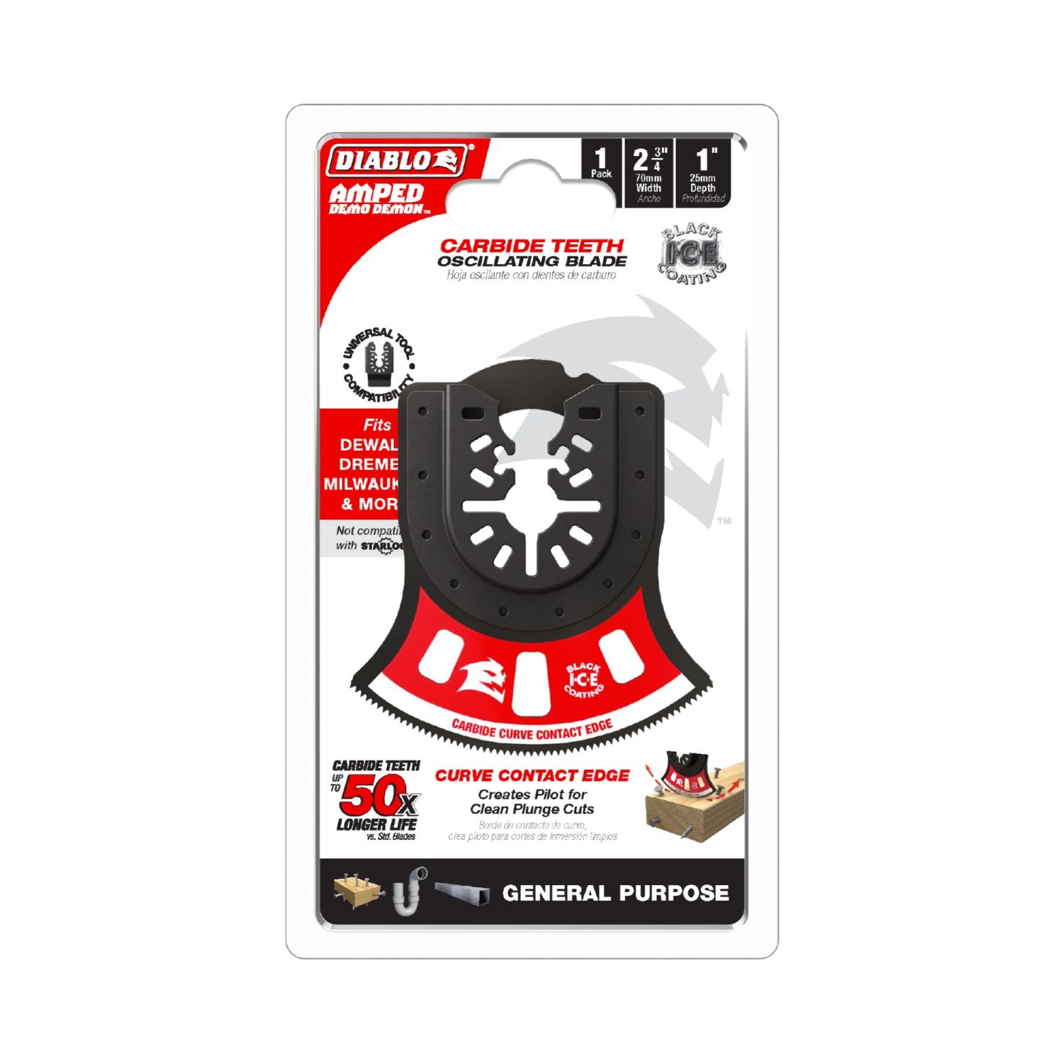 Diablo DOU275RCGP 2-3/4-Inch Universal Fit Carbide Oscillating Blade for General Purpose Cuts