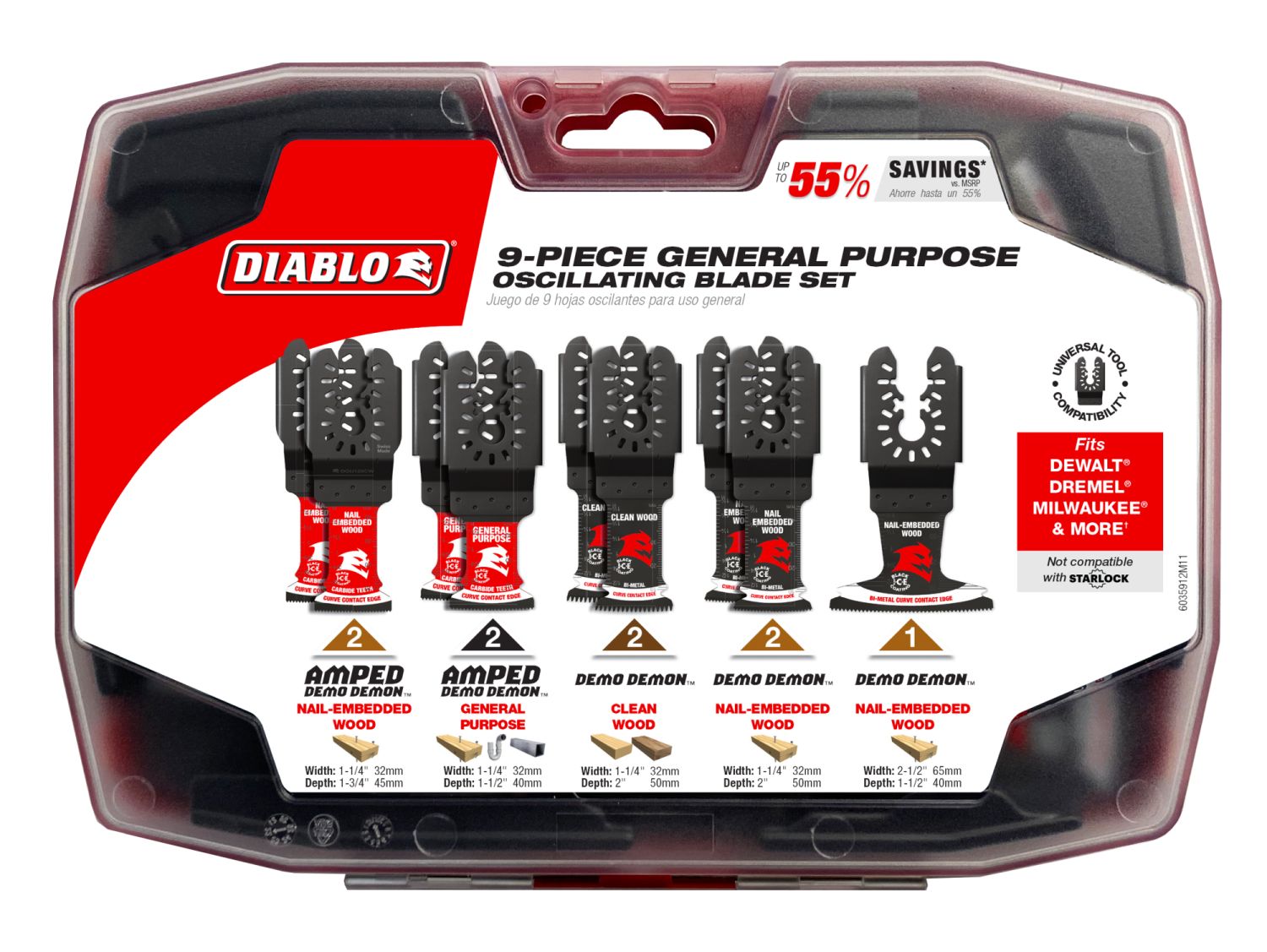 Diablo DOU9S Universal Fit 9-Piece General Purpose Oscillating Blade Set