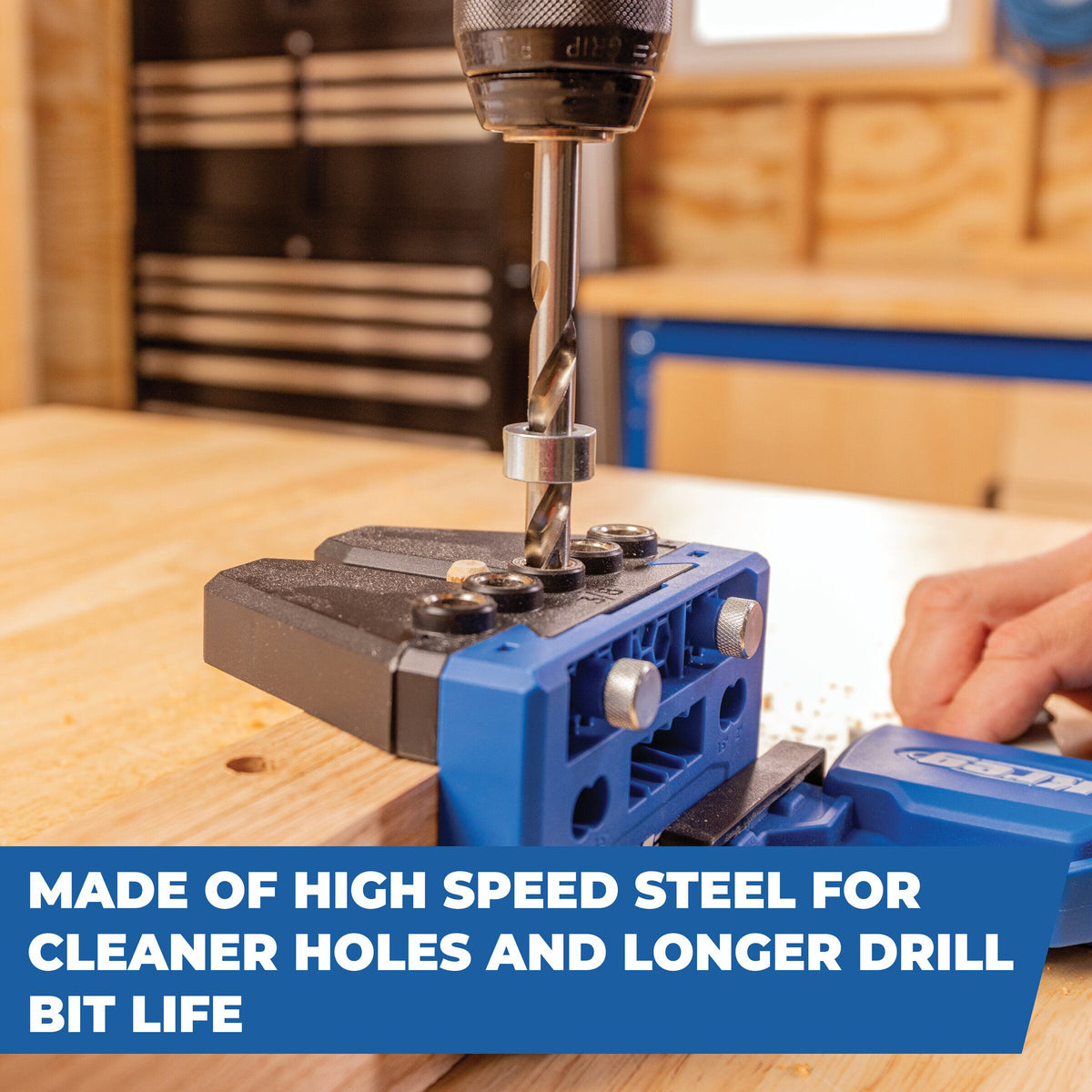 Split-point tip detail on the Kreg dowel drill bit