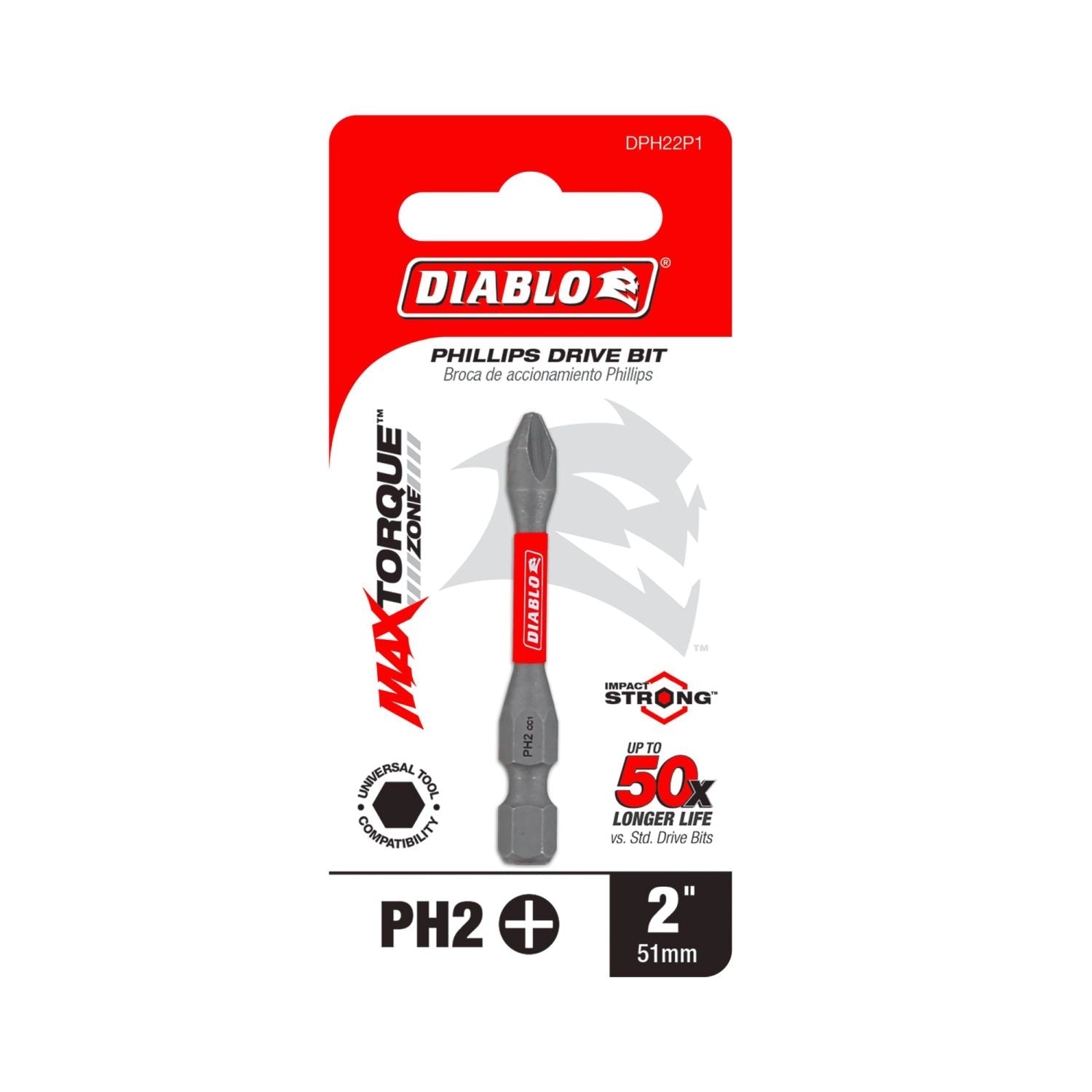 Diablo DPH22P1 2 Inch #2 Phillips Drive Bit