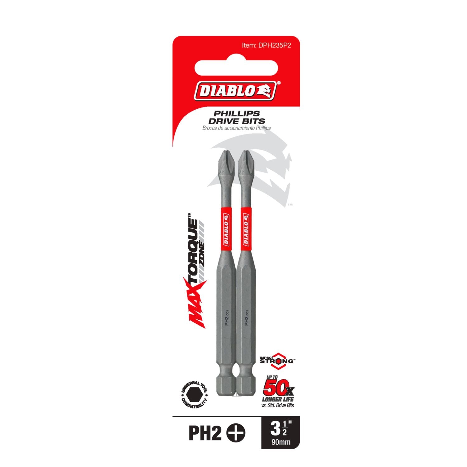 Diablo DPH235P2 3-1/2 in. #2 Phillips Drive Bit (2-Pack)