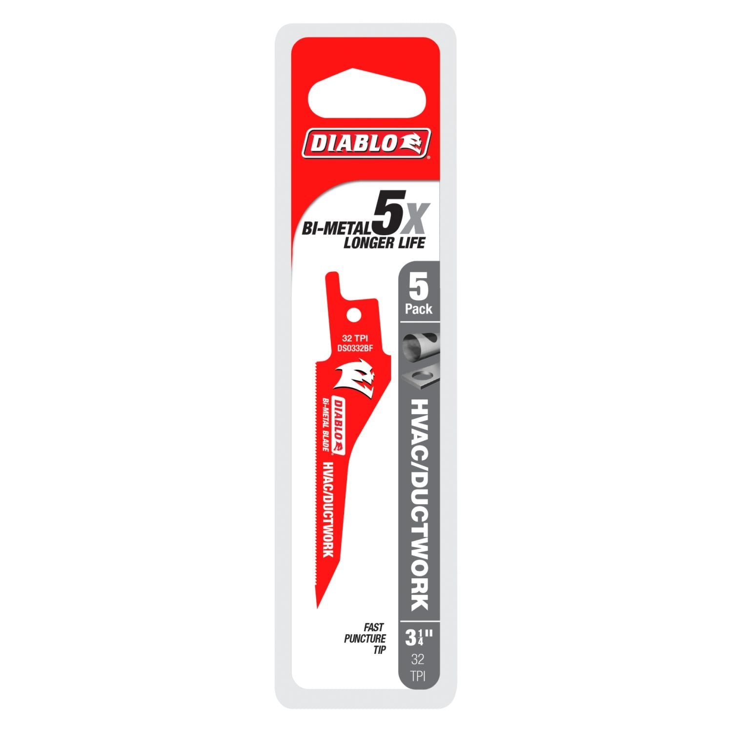 Diablo DS0332BF5 3-1/4-Inch HVAC/Ductwork Bi-Metal Reciprocating