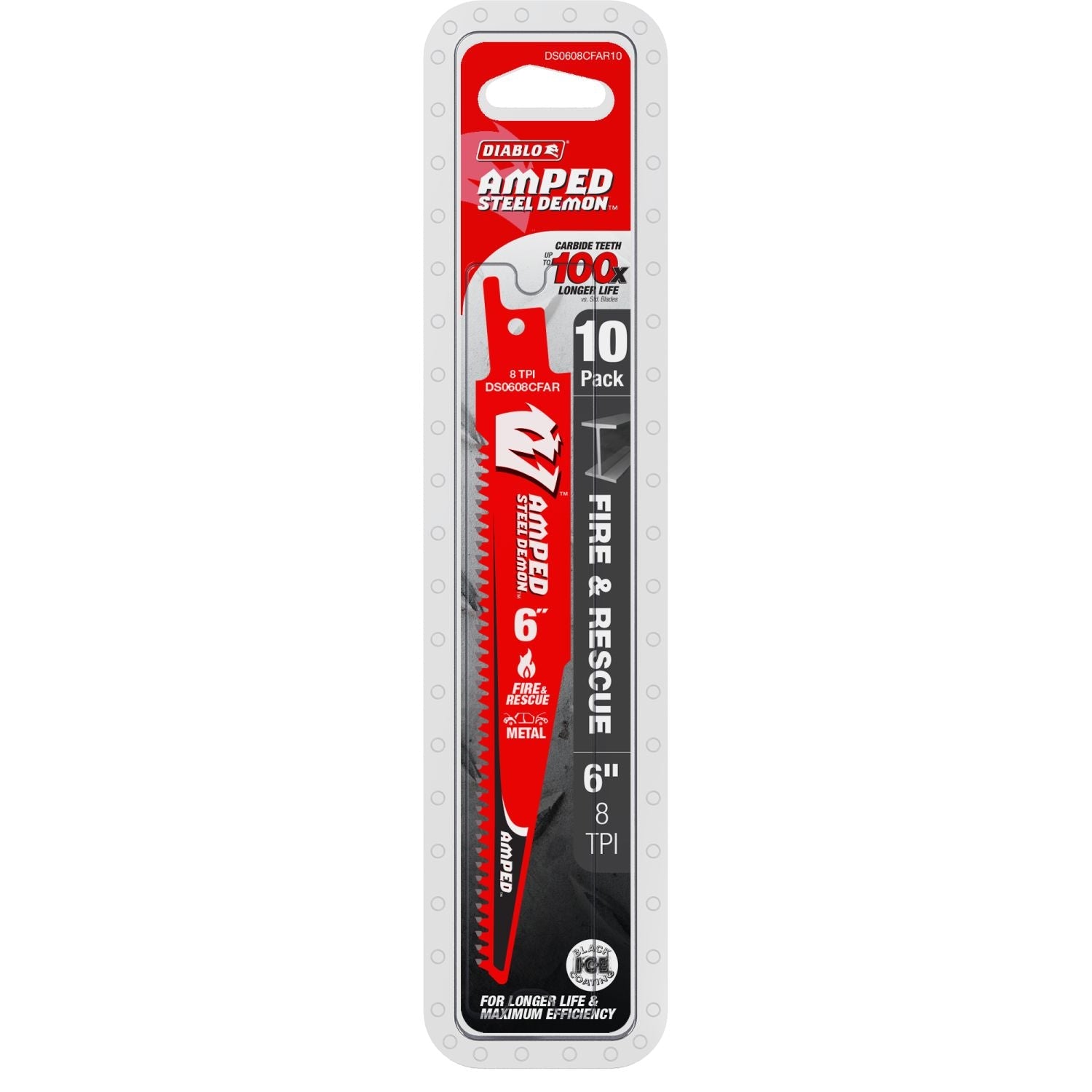 Diablo DS0608CFAR10 6 in. 8 TPI AMPED Steel Demon Carbide Teeth Reciprocating Saw Blade for Fire & Rescue (10-Pack)