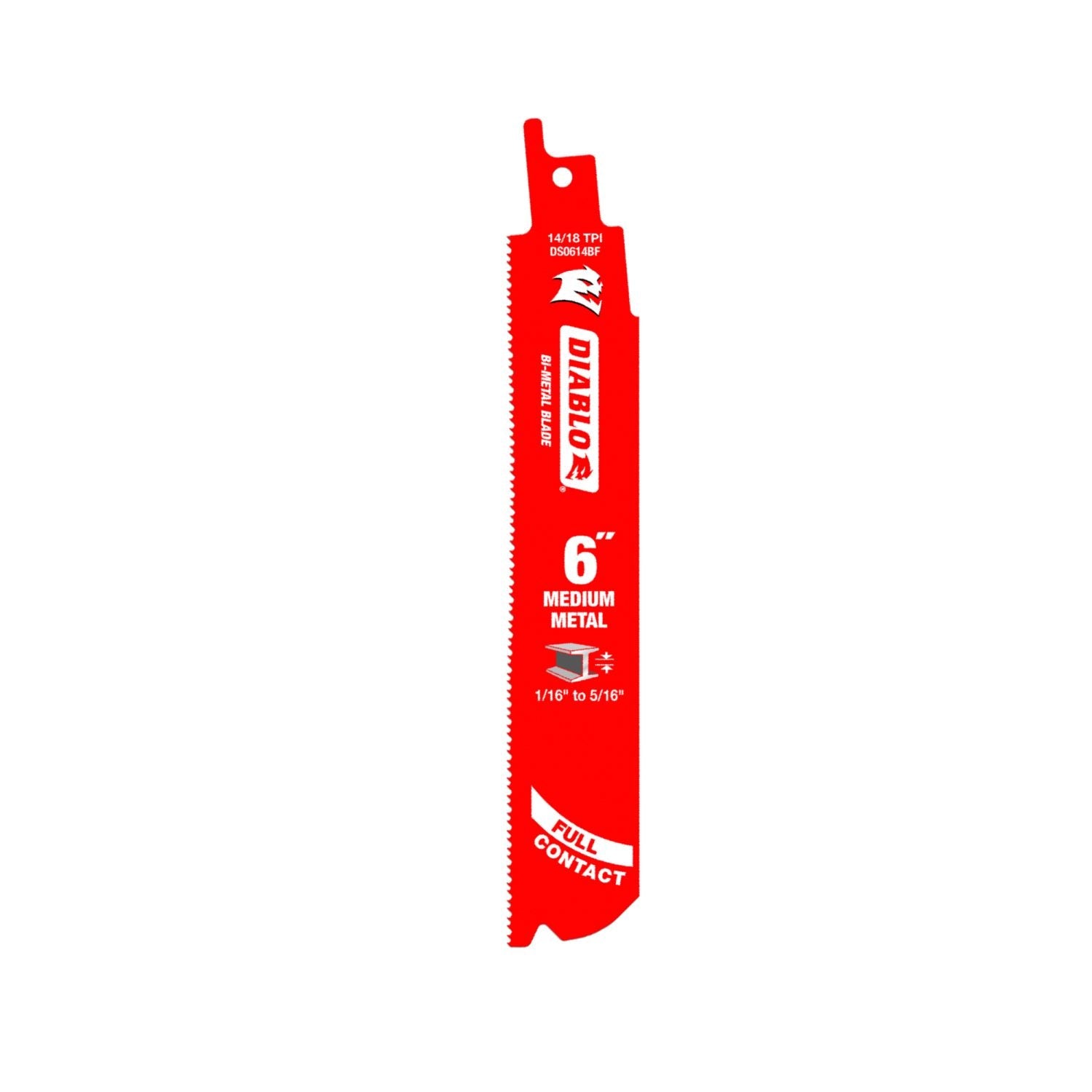 Diablo DS0614BF200 6-Inch Bi-Metal Recip Blade for Medium Metal Cutting, 200-Pack