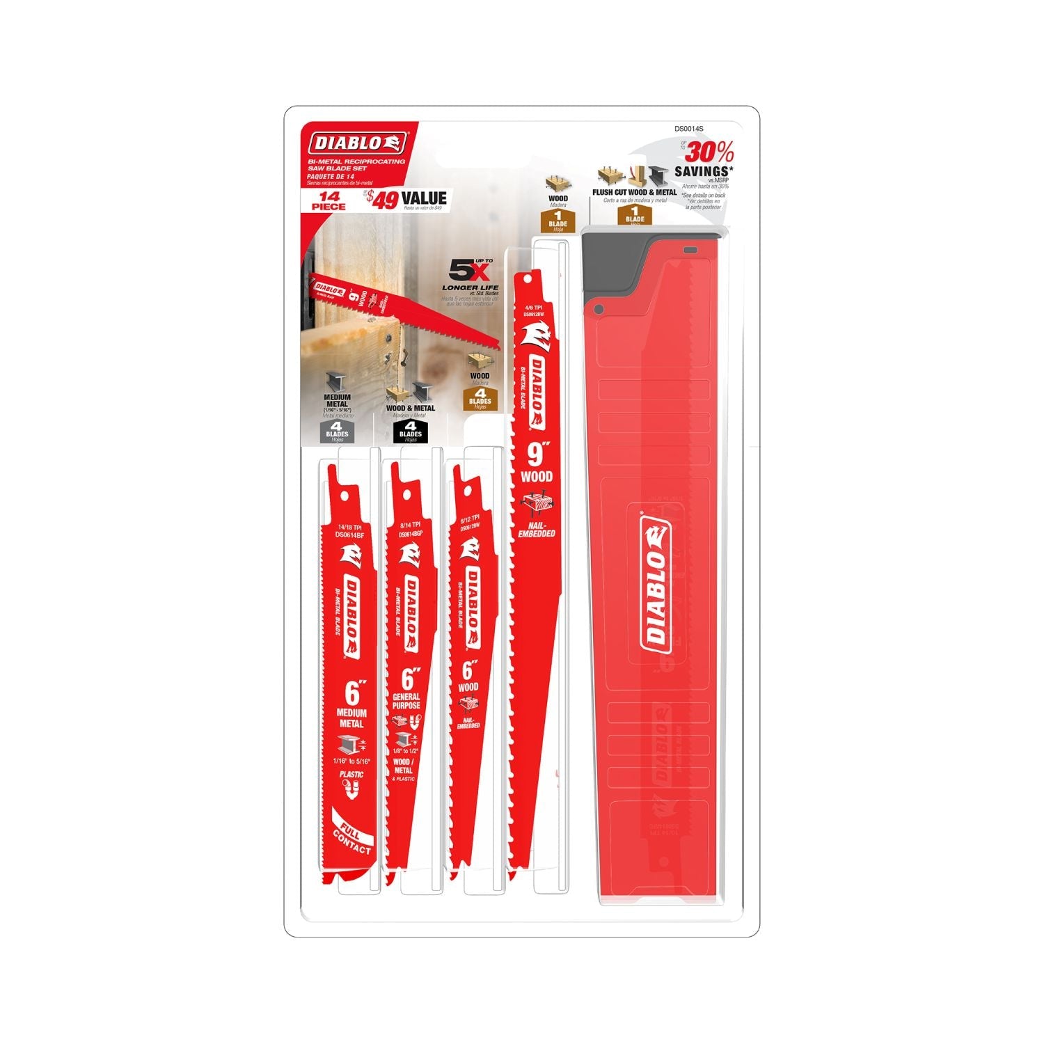 Diablo DS0656BWR200 6" 6/12TPI Bi-Metal Reciprocating Saw Blade for Rough-In/Scrolling (200-Pack)