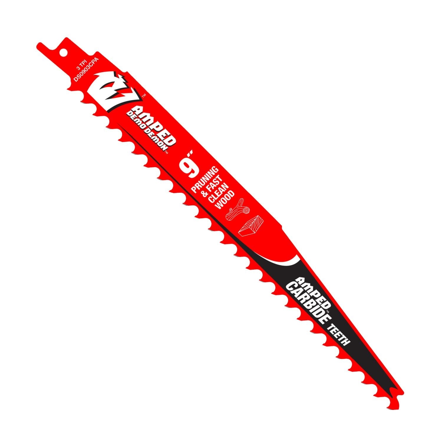 Diablo DS0903CPA AMPED Demo Demon 9 in. 3 TPI Carbide Teeth Reciprocating Saw Blade for Pruning and Clean Wood