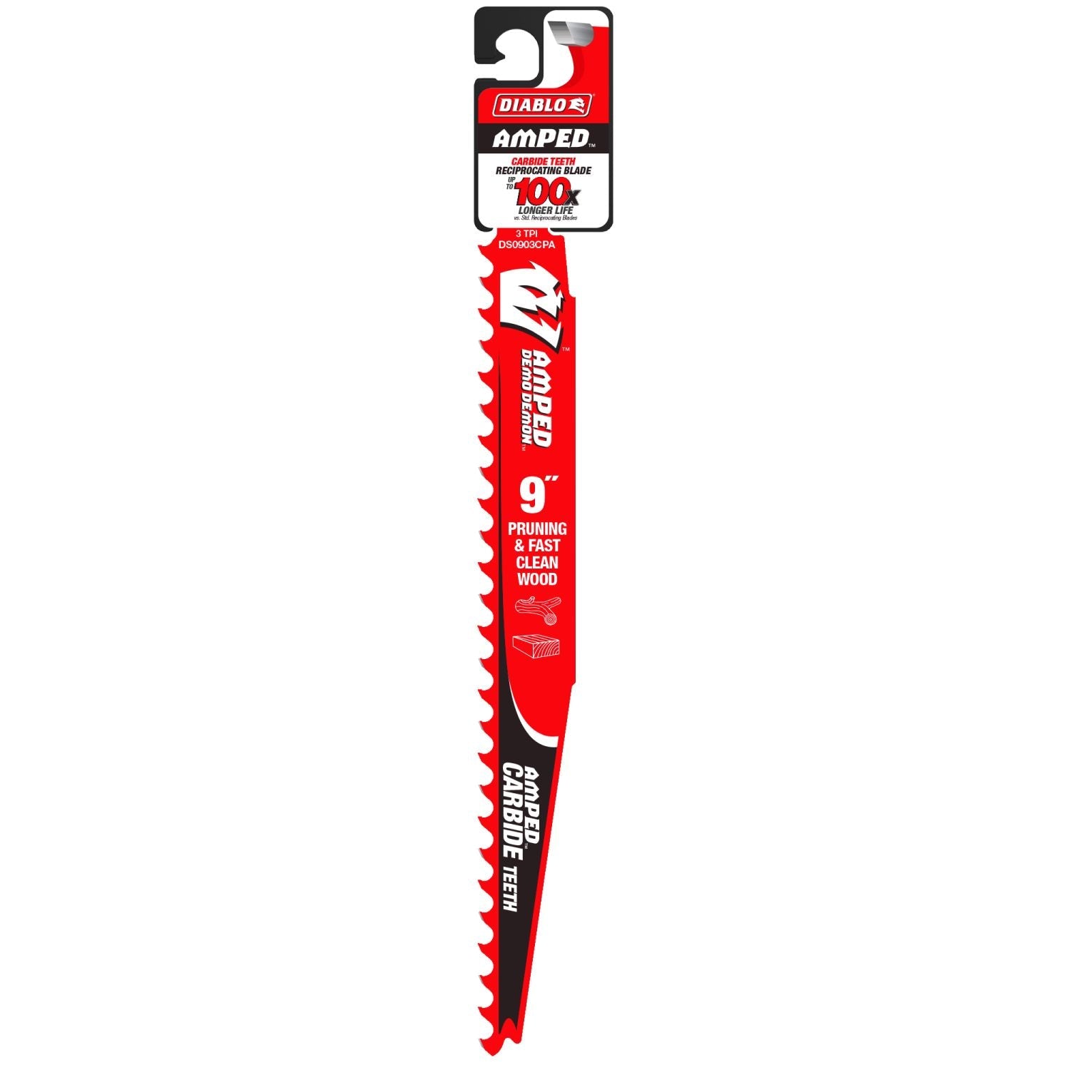 Diablo DS0903CPA AMPED Demo Demon 9 in. 3 TPI Carbide Teeth Reciprocating Saw Blade for Pruning and Clean Wood