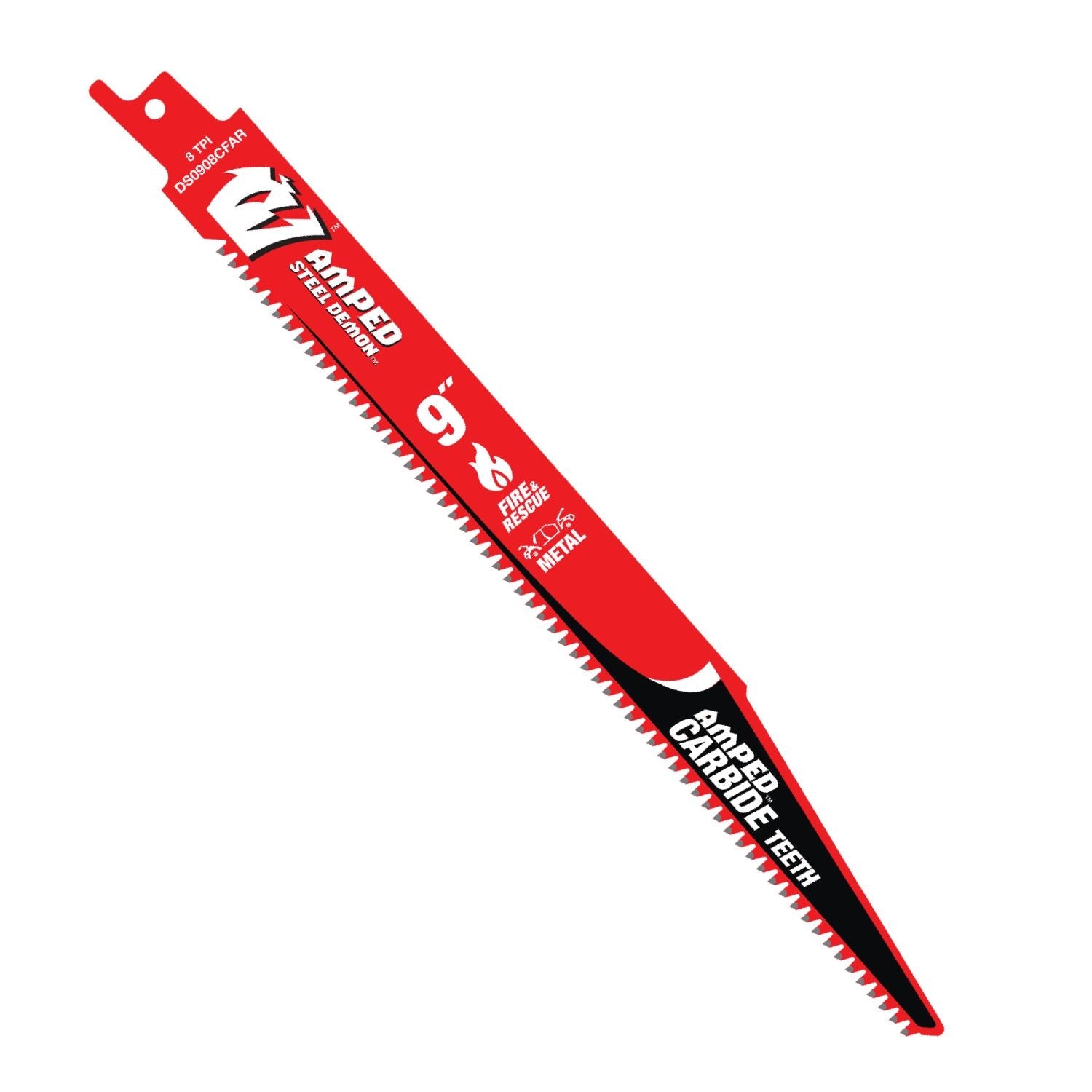 Diablo DS0908CFAR10 9 in. 8 TPI AMPED Steel Demon Carbide Teeth Reciprocating Saw Blade for Fire & Rescue (10-Pack)