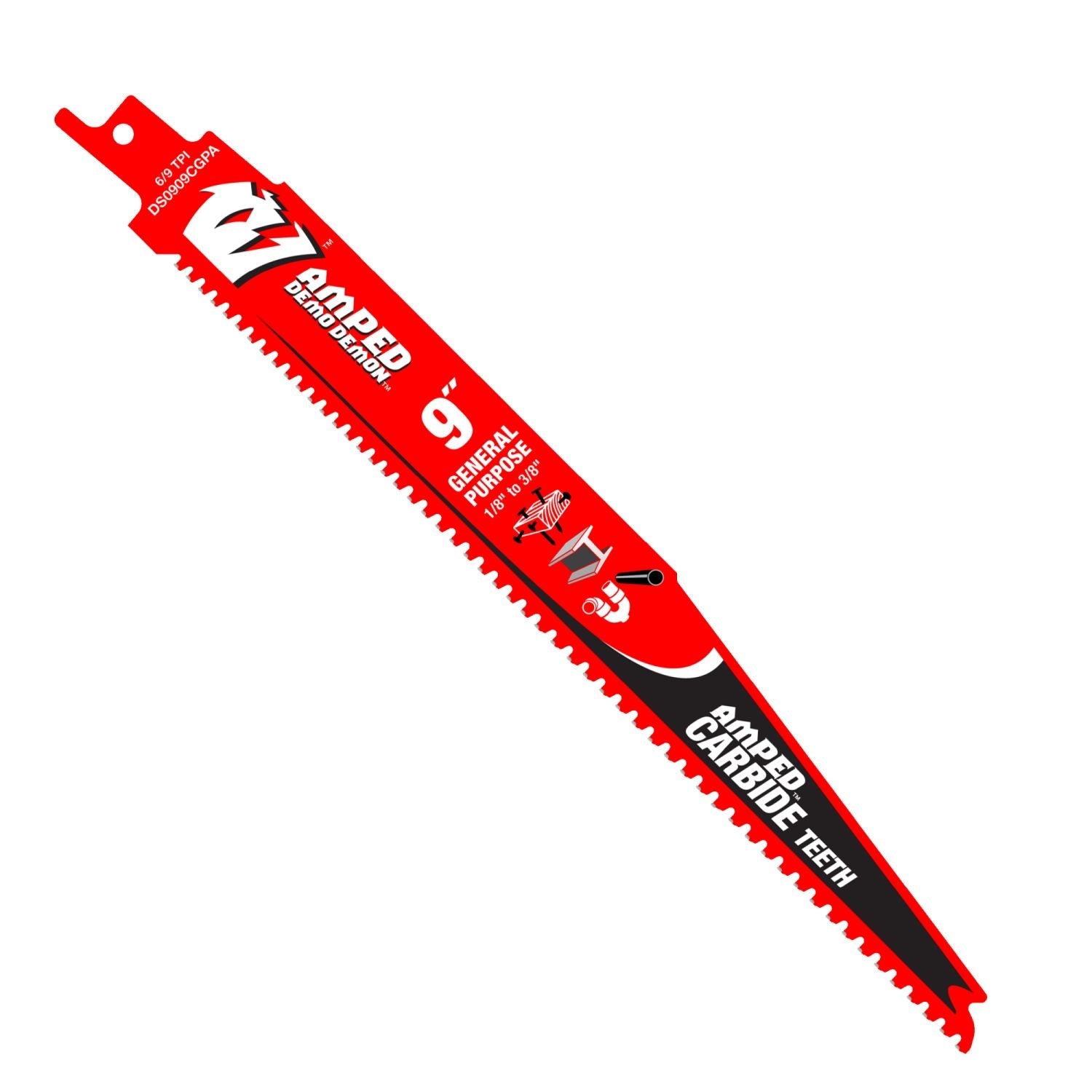 Diablo DS0909CGPA 9 in. 6/9TPI AMPED Demo Demon Carbide Tooth Reciprocating Saw Blade for General Purpose Cuts