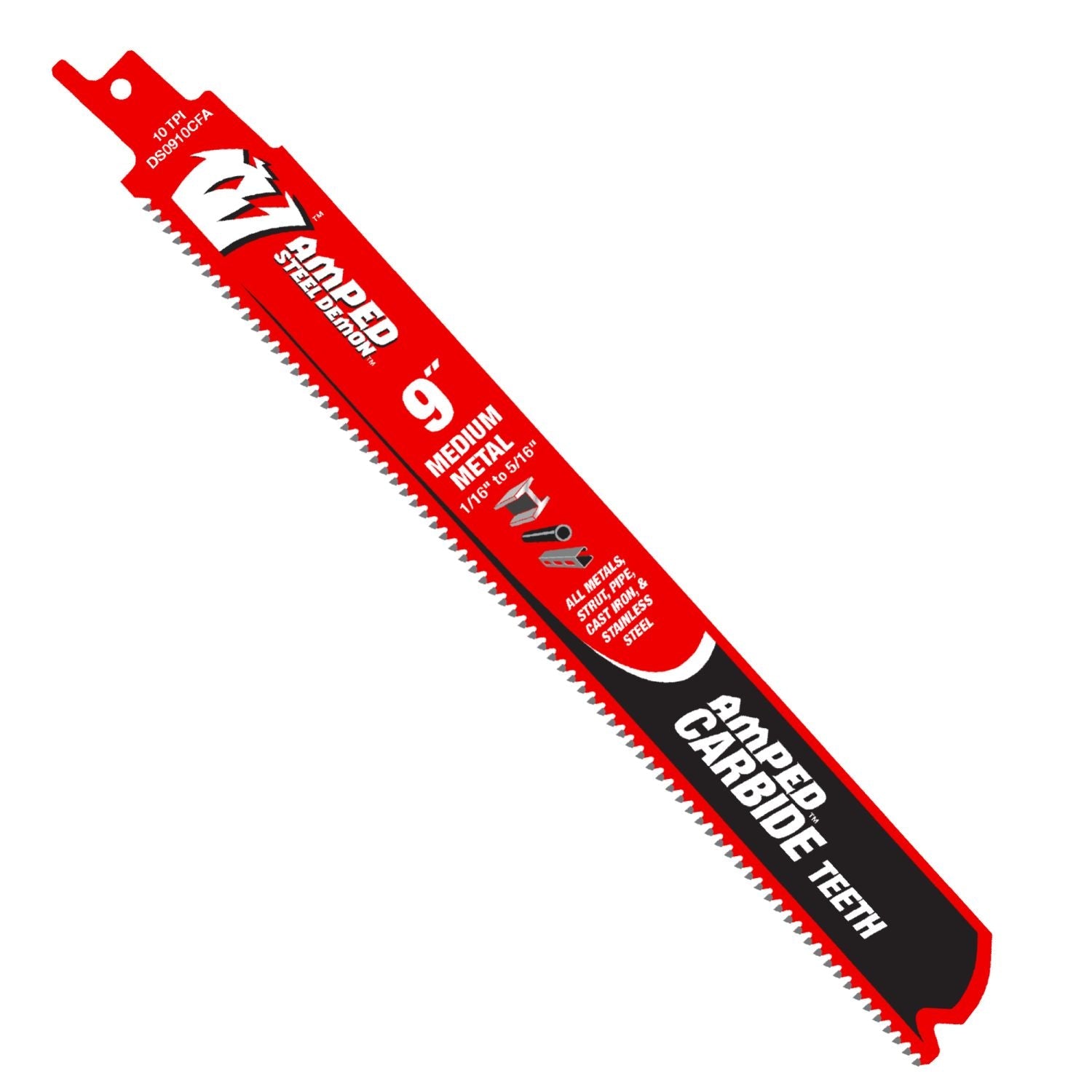 Diablo DS0910CFA 9 in. 10TPI AMPED Steel Demon Carbide Tooth Reciprocating Saw Blade for Medium Metal