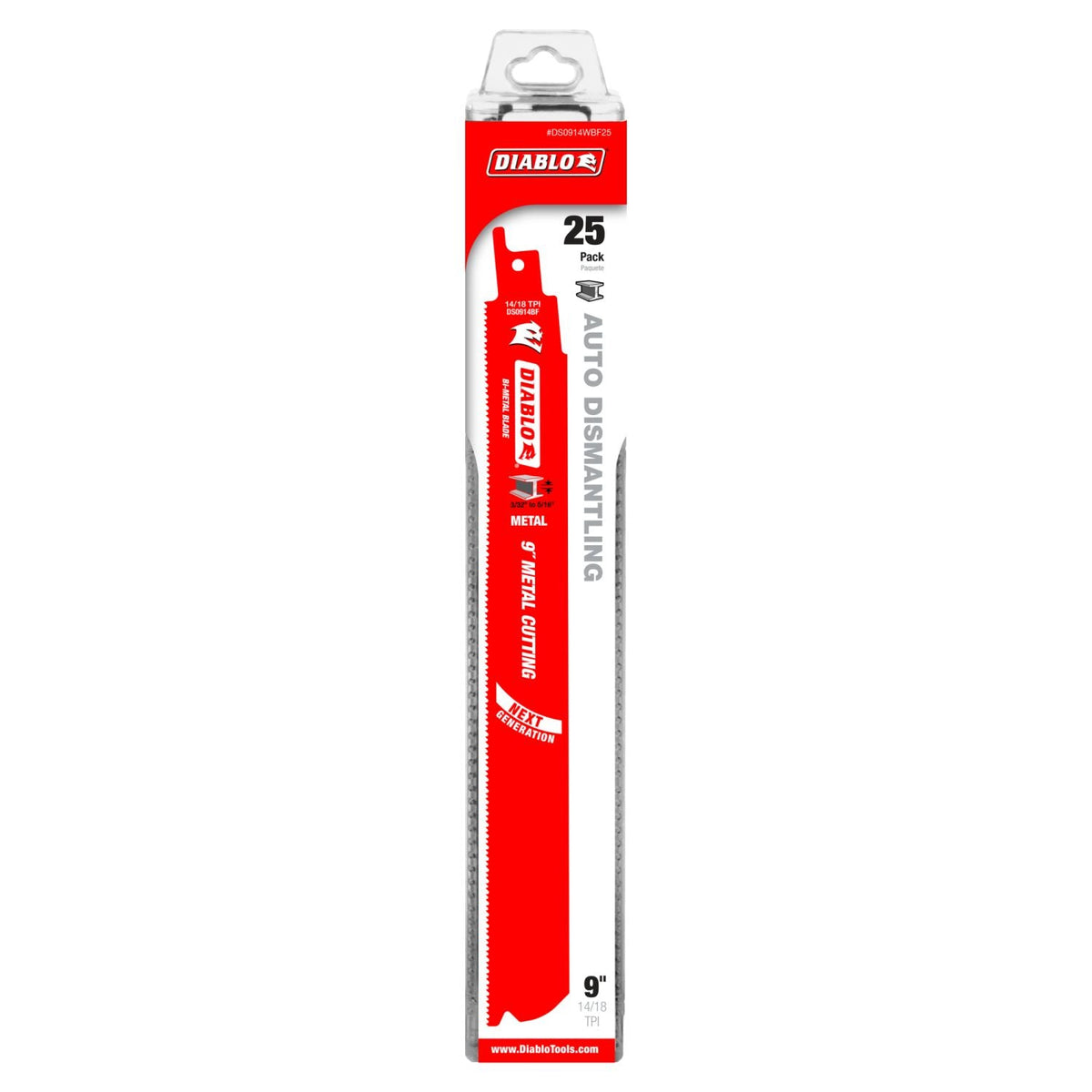 Diablo DS0914WBF25 9 in. Bi-Metal Recip Blade for Auto Dismantling (25-Pack)