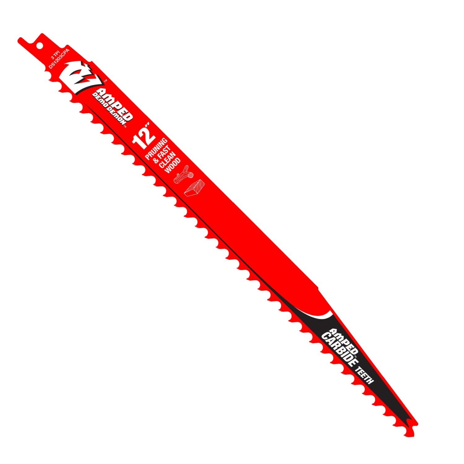 Diablo DS1203CPA3 AMPED Demo Demon 12 in. 3 TPI Carbide Teeth Reciprocating Saw Blade for Pruning and Clean Wood (3-Pack)