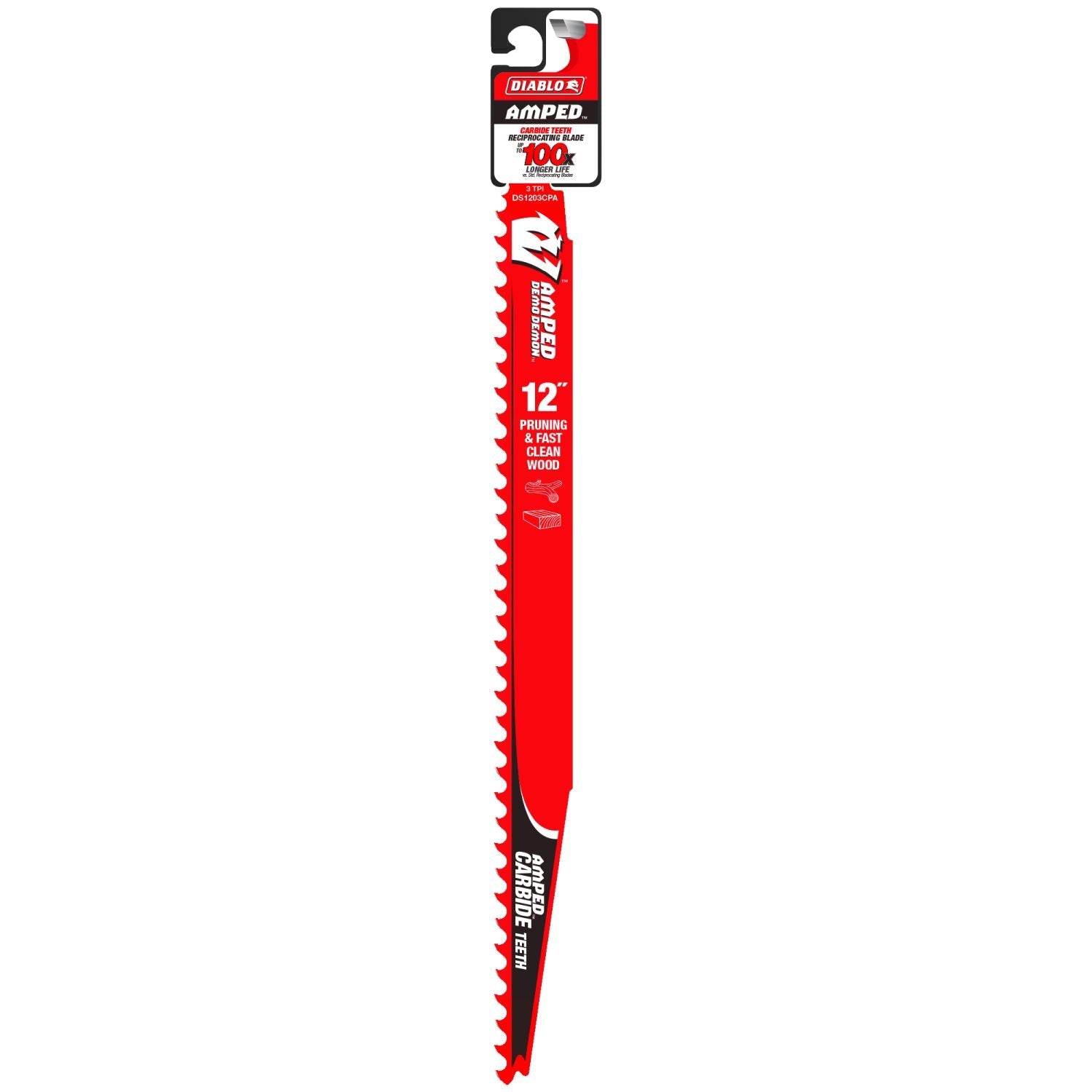Diablo DS1203CPA AMPED Demo Demon 12 in. 3 TPI Carbide Teeth Reciprocating Saw Blade for Pruning and Clean Wood