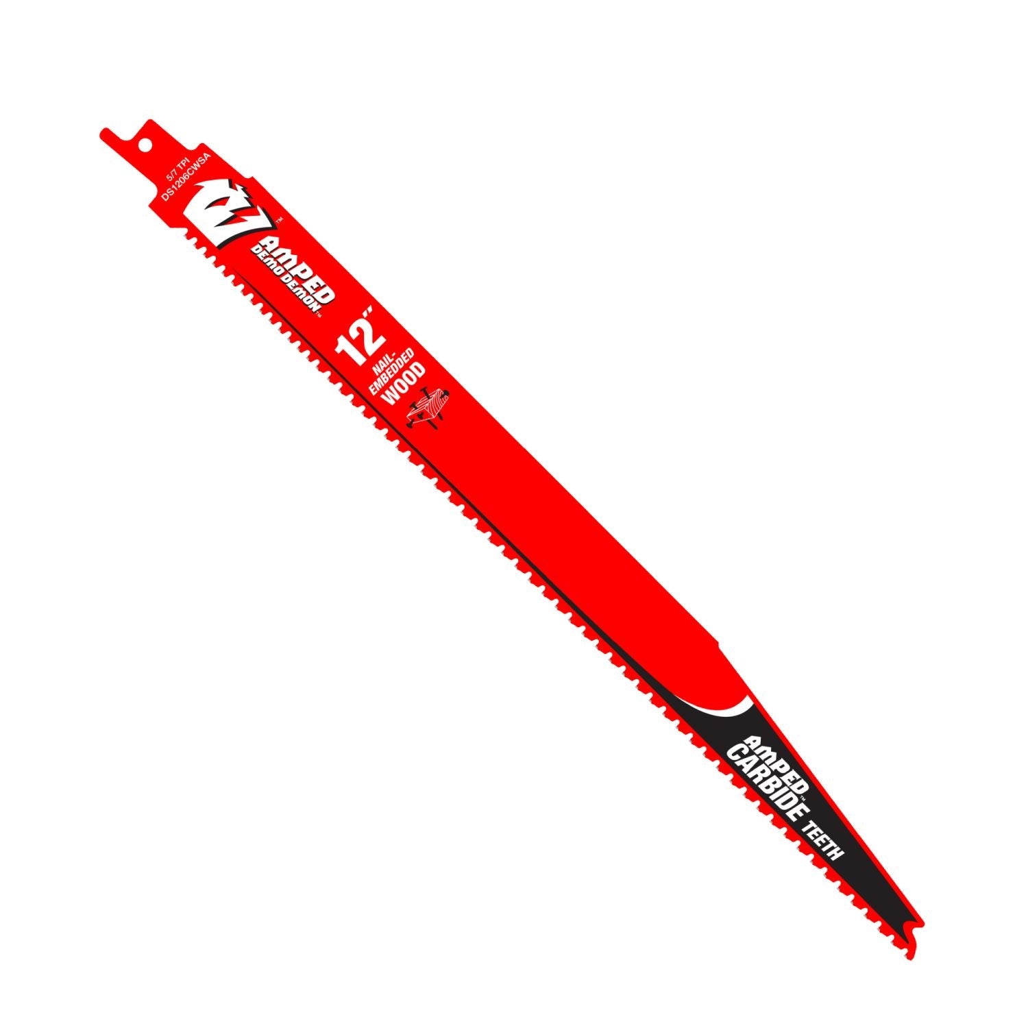 Diablo DS1206CWSA AMPED Demo Demon 12 in. 5/7 TPI Carbide Teeth Reciprocating Saw Blade for Nail-Embedded Wood