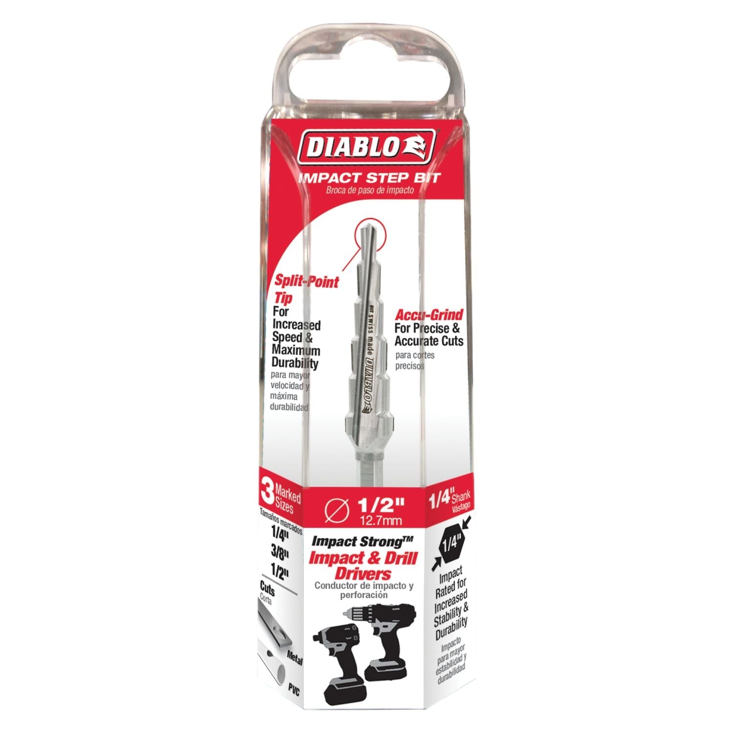 Diablo DSD0500S06 1/4 Inch - 1/2 Inch Impact Step Drill Bit with 6 Steps
