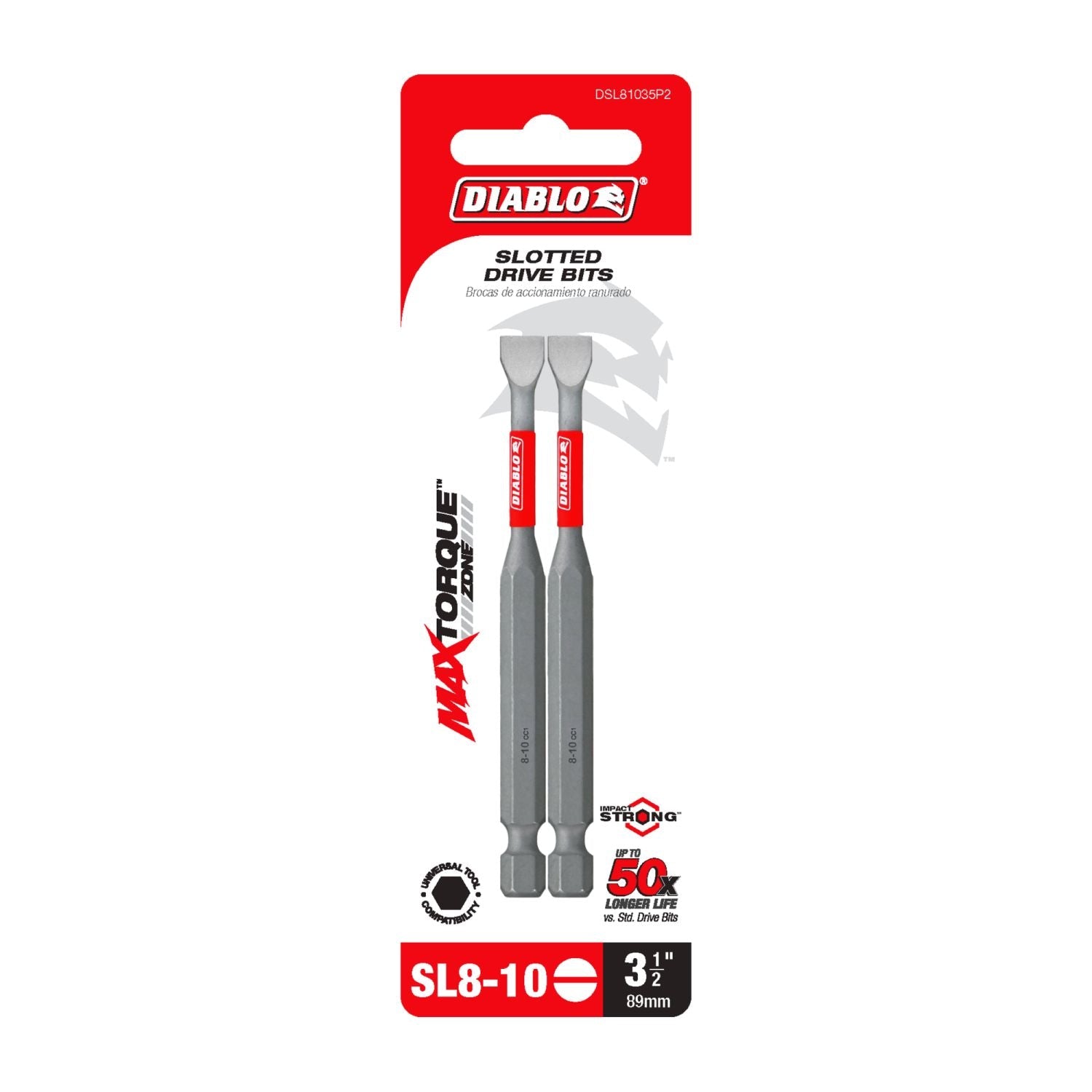 Diablo DSL81035P2 3-1/2 in. SL8/10 Slotted Drive Bit (2-Pack)