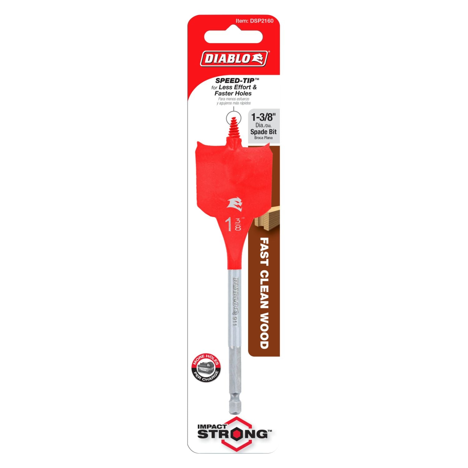 Diablo DSP2160 1-3/8 Inch x 6 Inch SPEEDemon Spade Bit