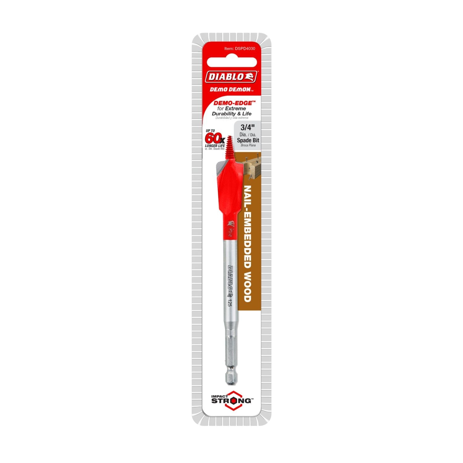 Diablo DSPD4030 3/4 in. x 6 in. Demo Demon Spade Bit for Nail-Embedded Wood