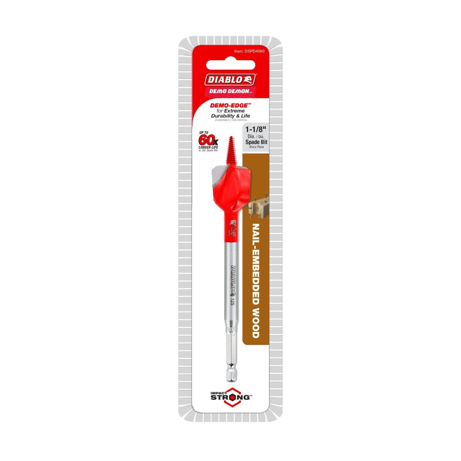 Diablo DSPD4060 1-1/8 in. x 6 in. Demo Demon Spade Bit for Nail-Embedded Wood