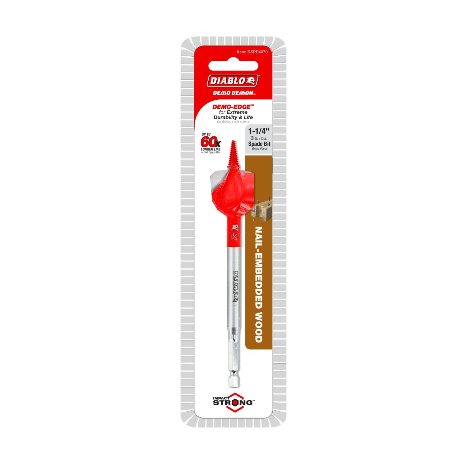 Diablo DSPD4070 1-1/4 in. x 6 in. Demo Demon Spade Bit for Nail-Embedded Wood