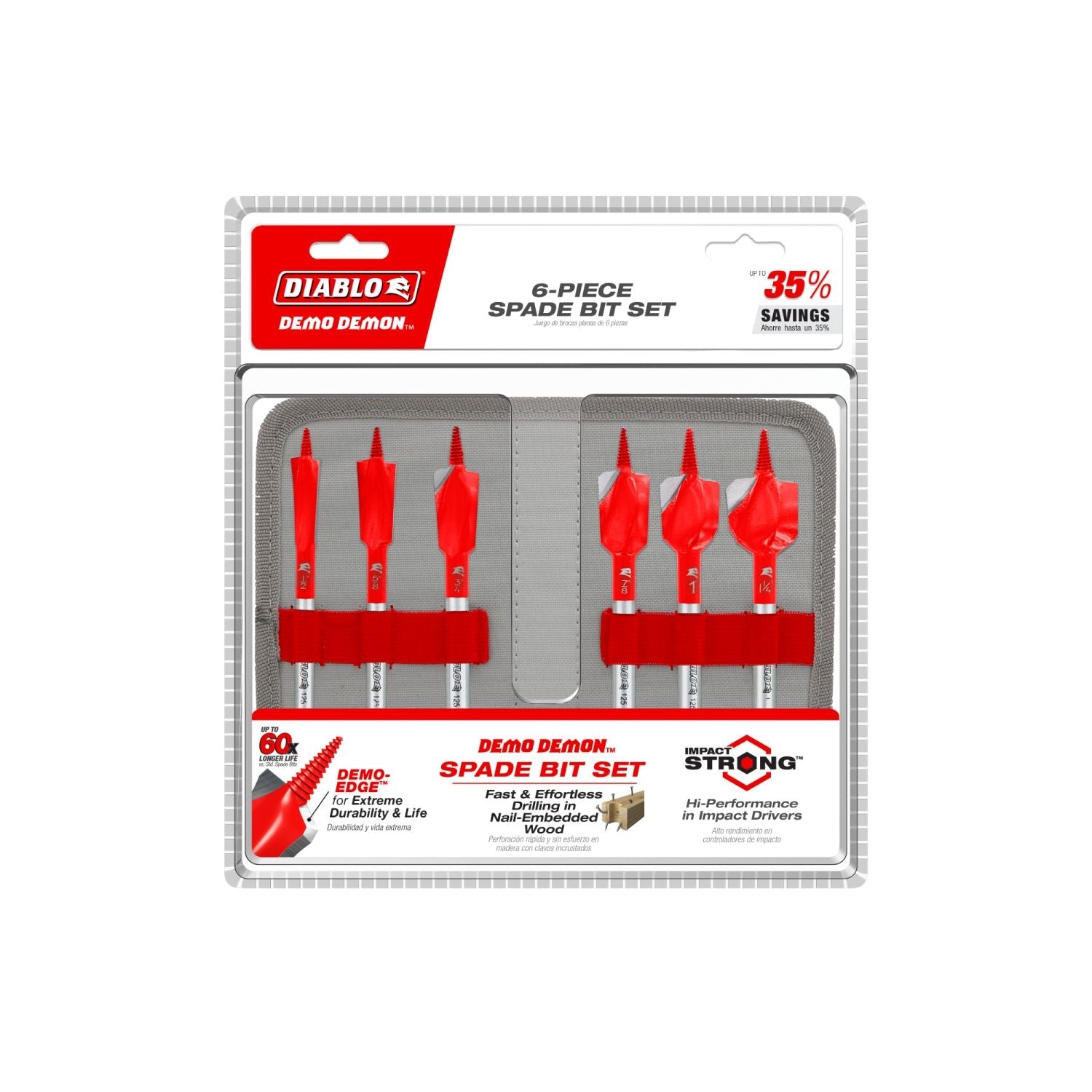 Diablo DSPD4920-S6 Demo Demon 6-Piece Spade Bit Set for Nail