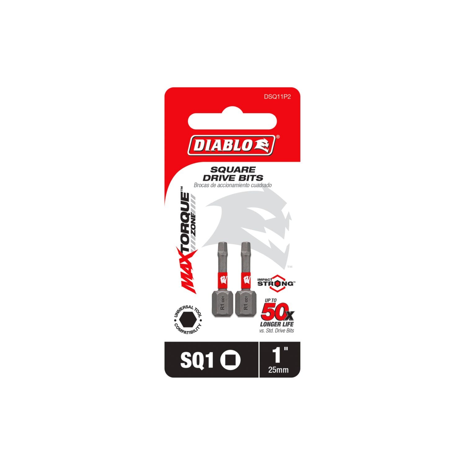 Diablo DSQ11P2 1 Inch #1 Square Drive Bits , 2-Pack