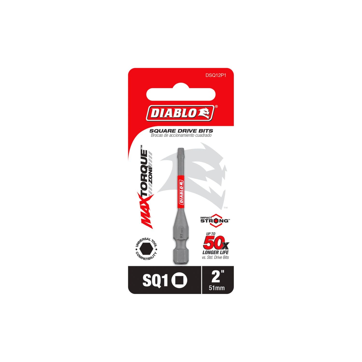 Diablo DSQ12P1 2 Inch #1 Square Drive Bit