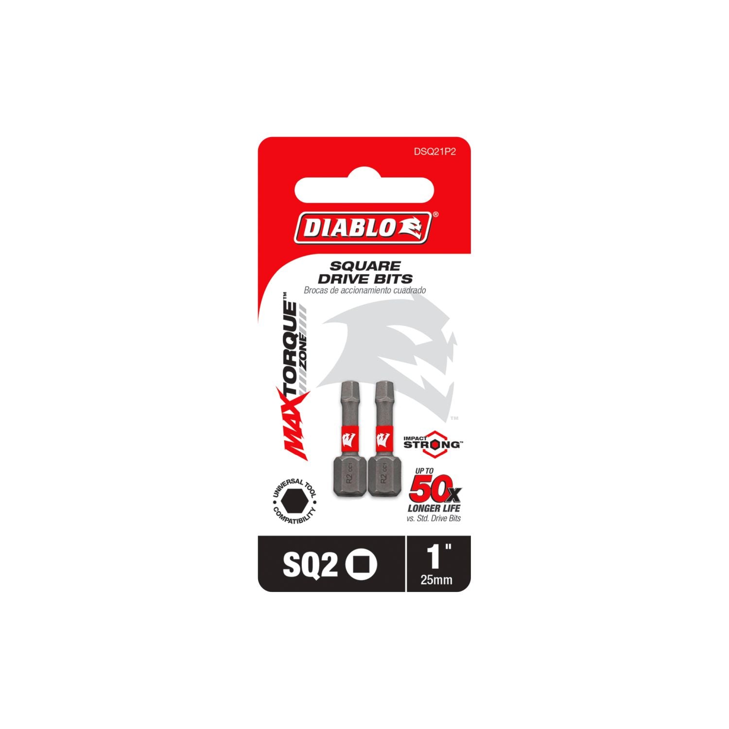 Diablo DSQ21P2 1 Inch #2 Square Drive Bits , 2-Pack