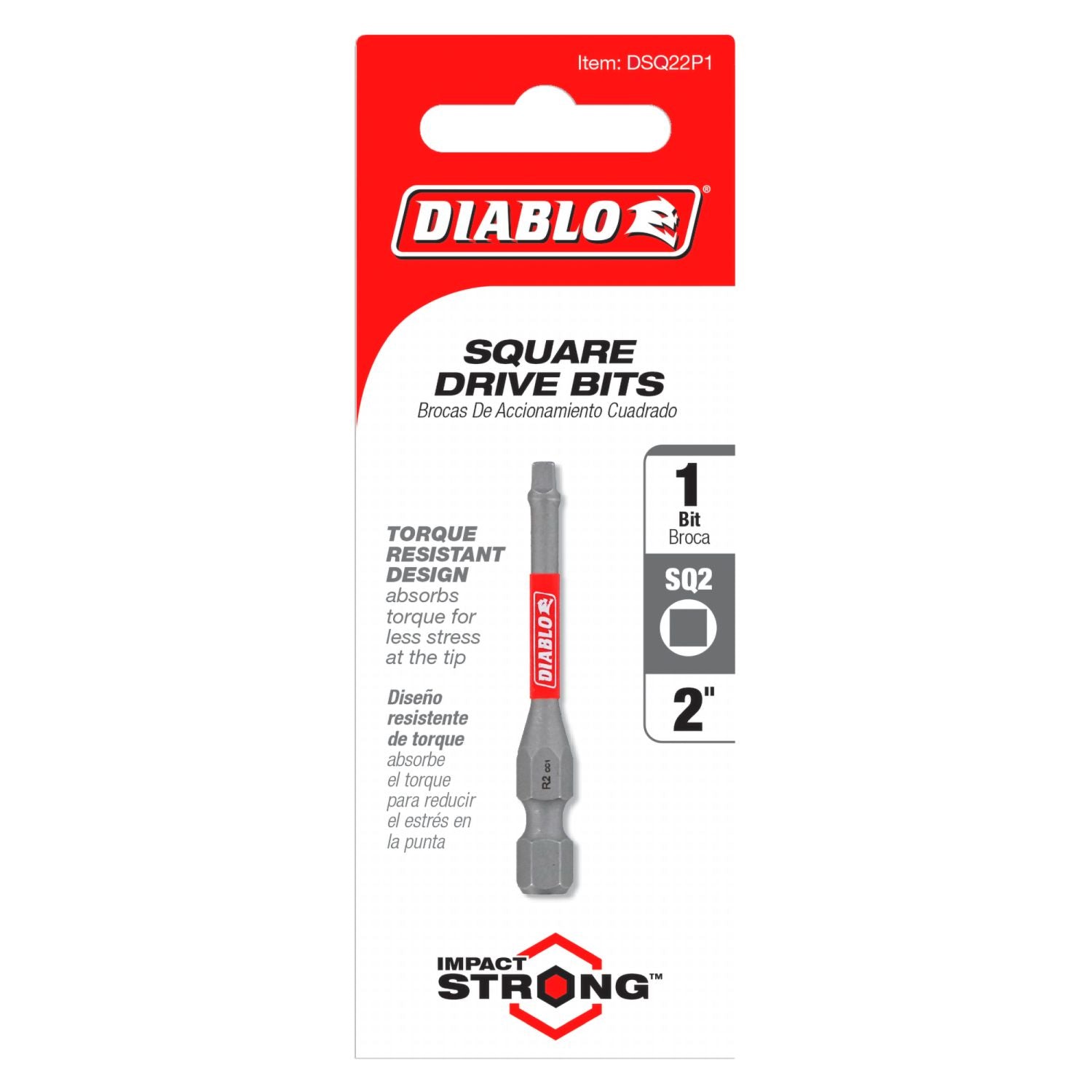 Diablo DSQ22P1 2 Inch #2 Square Drive Bit