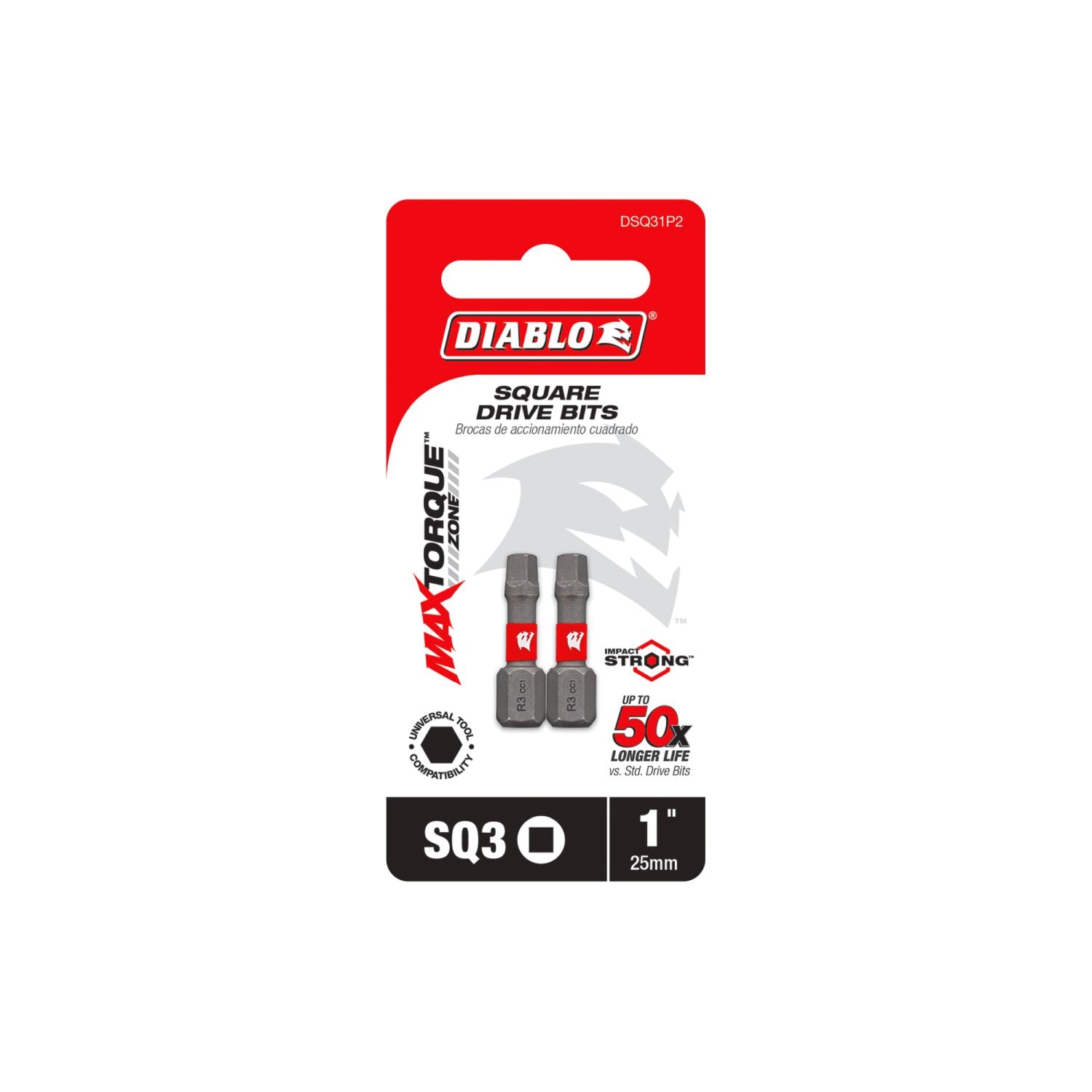 Diablo DSQ31P2 1 Inch #3 Square Drive Bits , 2-Pack