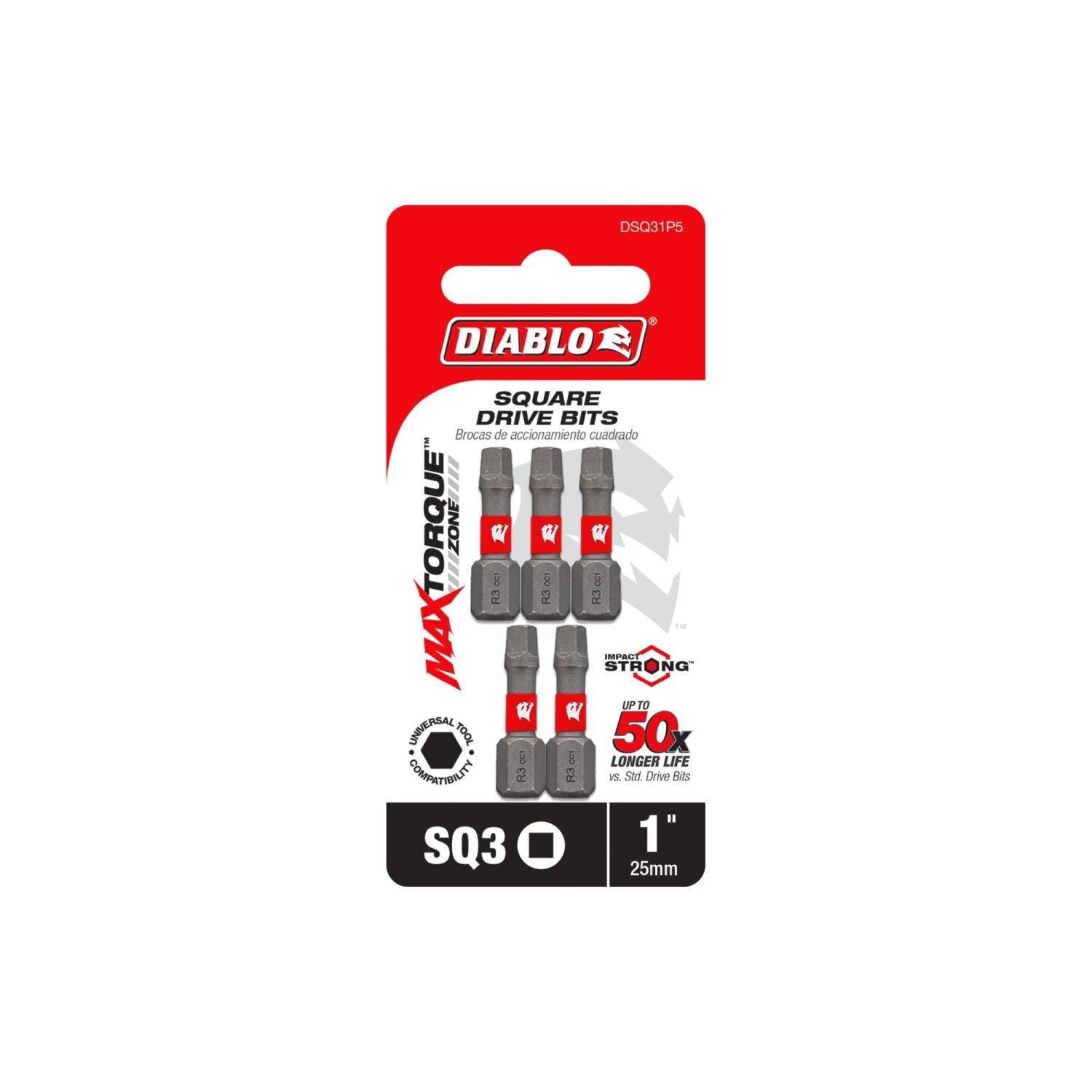 Diablo DSQ31P5 1 Inch #3 Square Drive Bits , 5-Pack