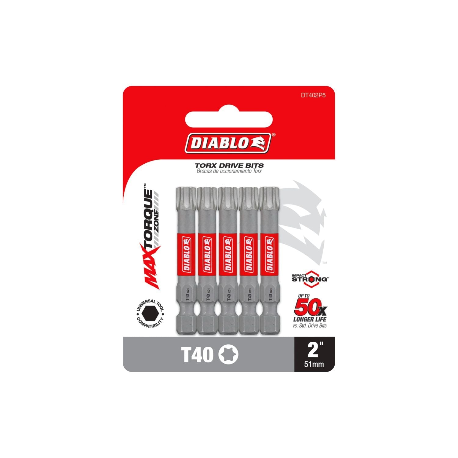 Diablo DT402P5 2 Inch #40 Torx Drive Bits , 5-Pack