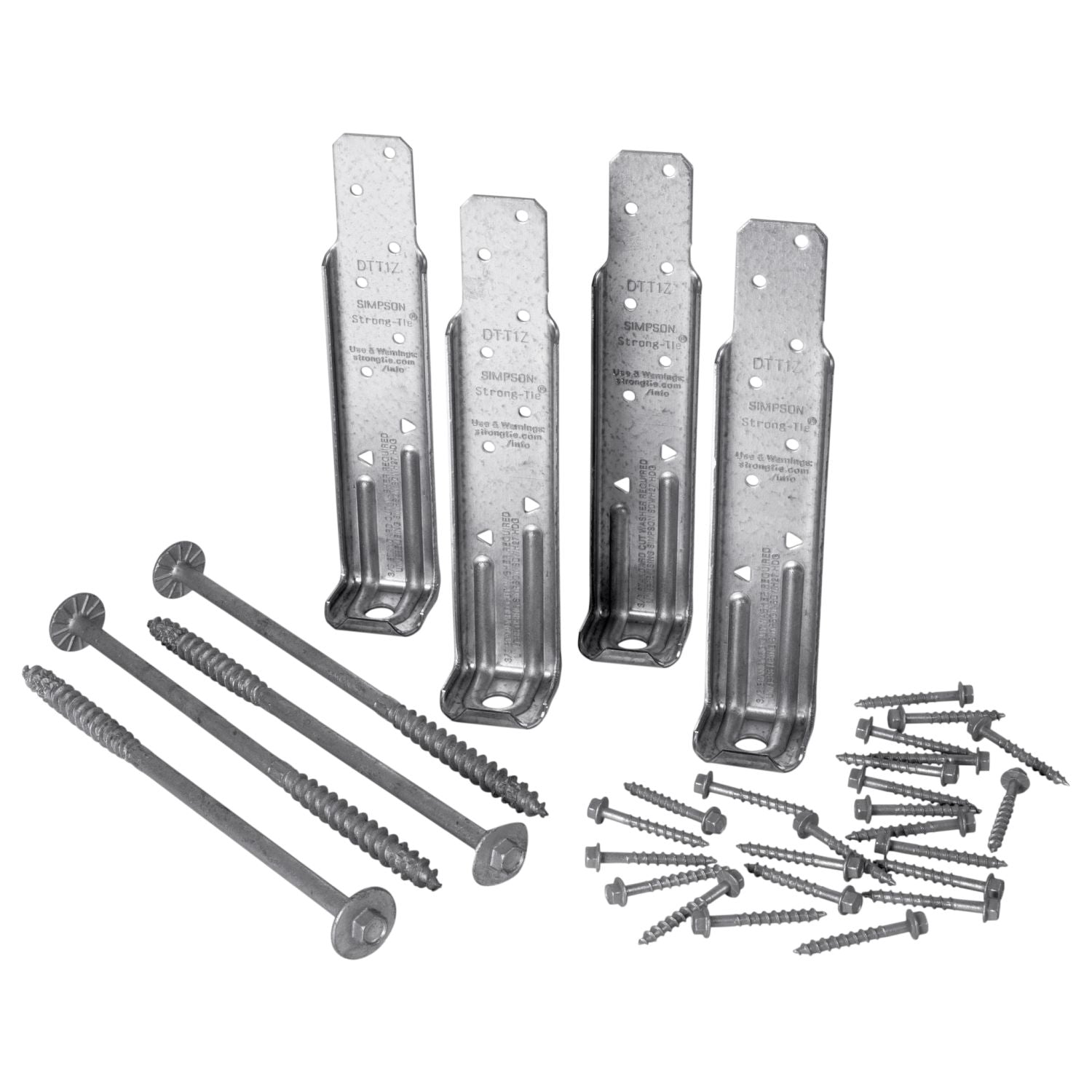 Simpson Strong-Tie DTT1Z-KT DTT1Z ZMAX Galvanized Deck Tension Tie Kit for 2x with Screws, 4-Pack
