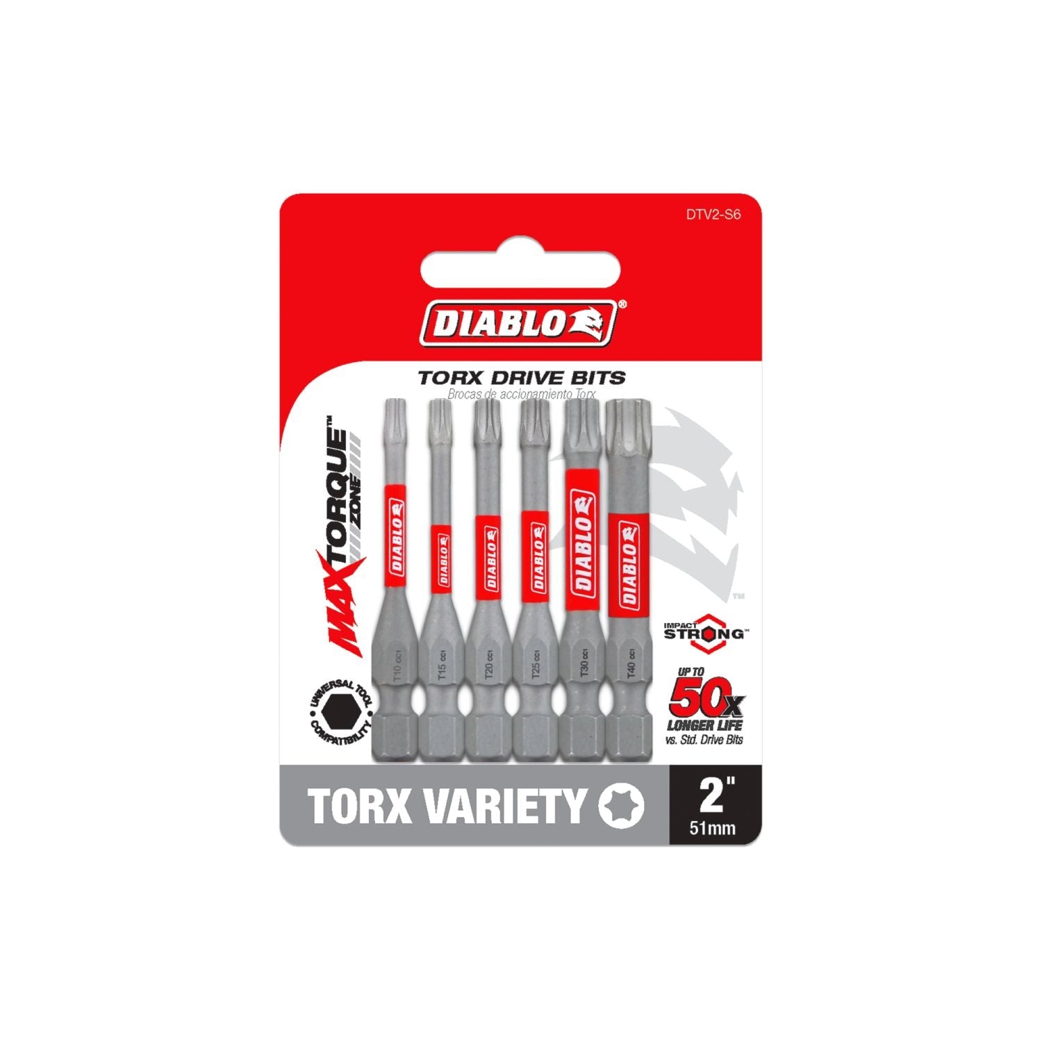 Diablo DTV2-S6 2 Inch Torx Drive Bit Assorted Pack , 6-Piece