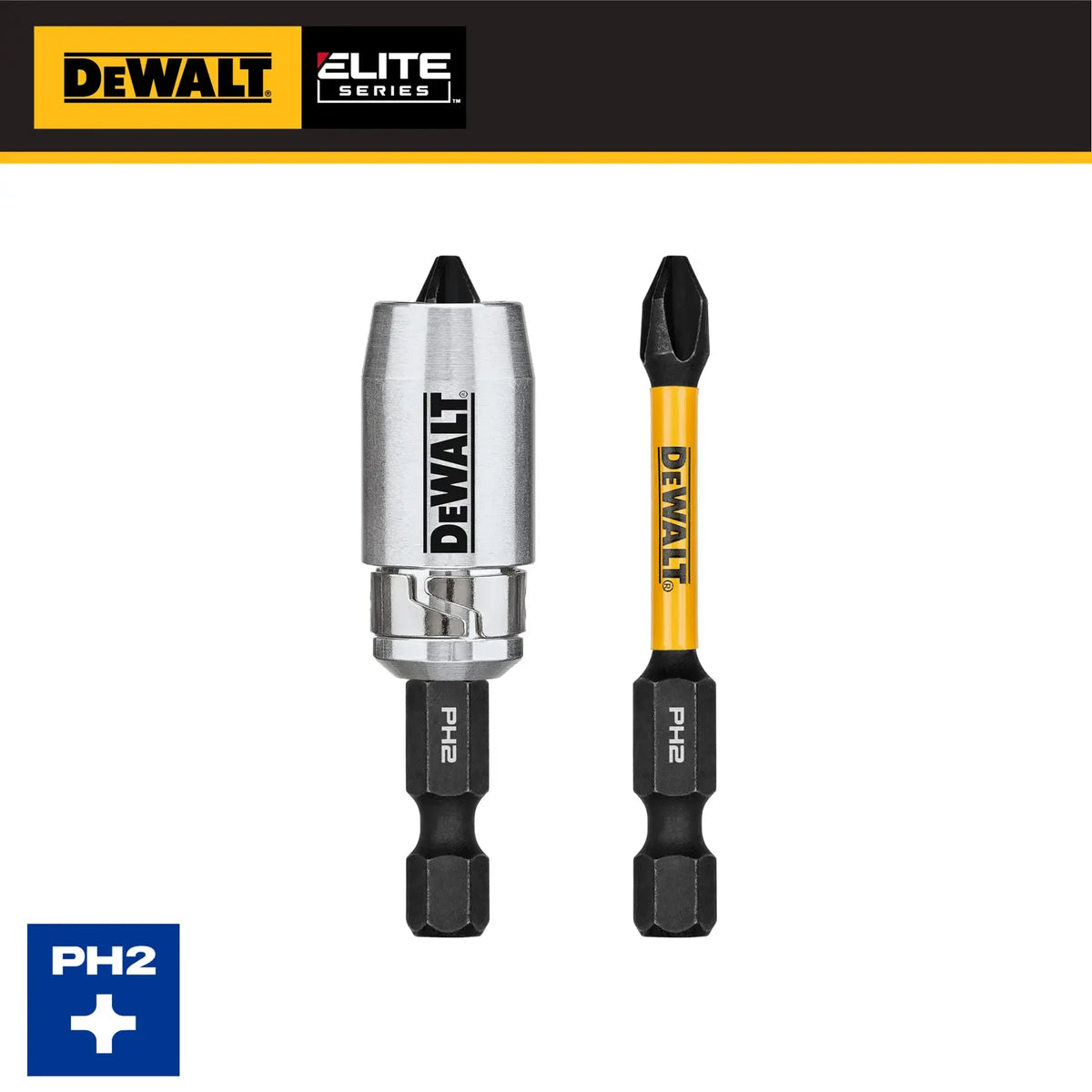 DeWALT ELITE SERIES FlexTorq Phillips #2 bit feature graphic