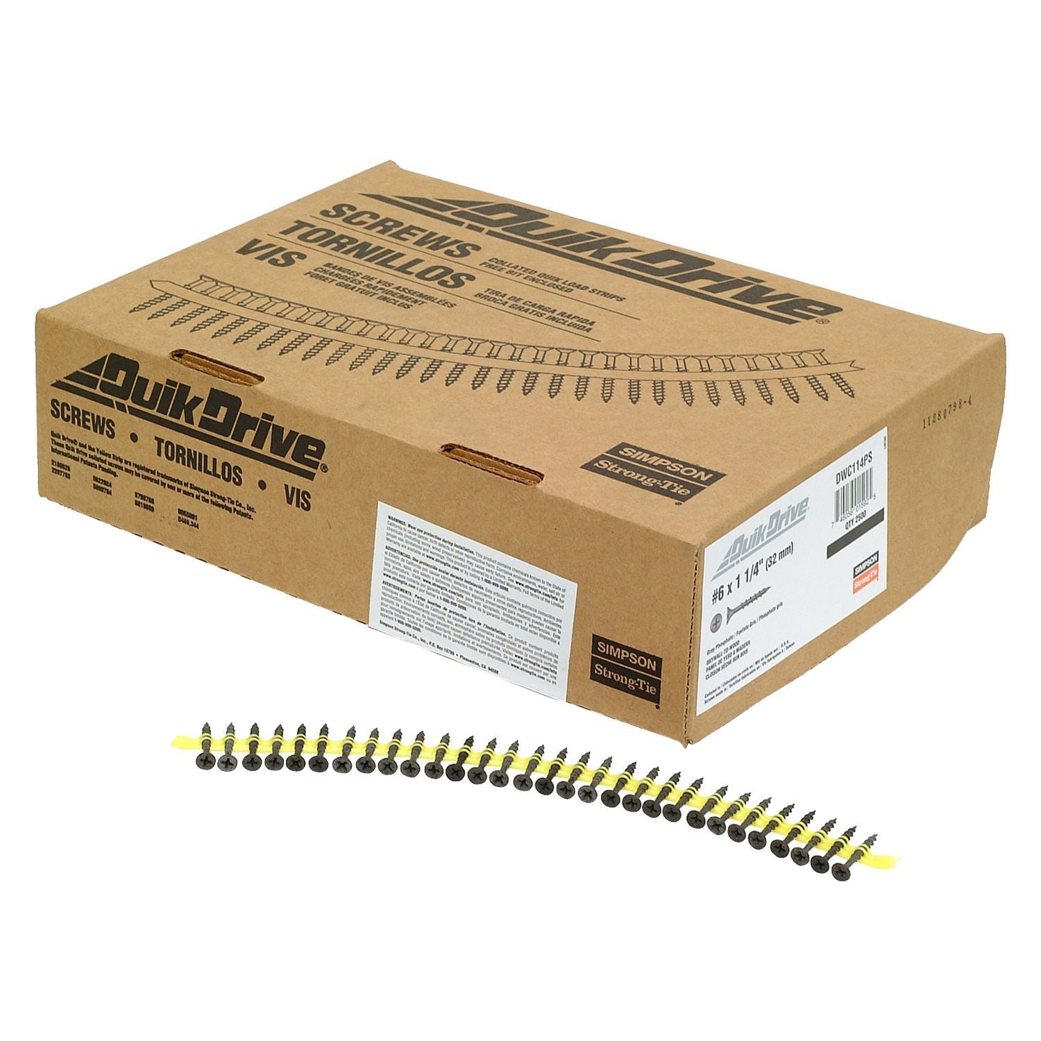 Simpson Strong-Tie DWC114PS DWC Drywall Screw (Collated),  #6 x 1-1/4-in. #2 Phillips Bugle-Head, 2500-Pack