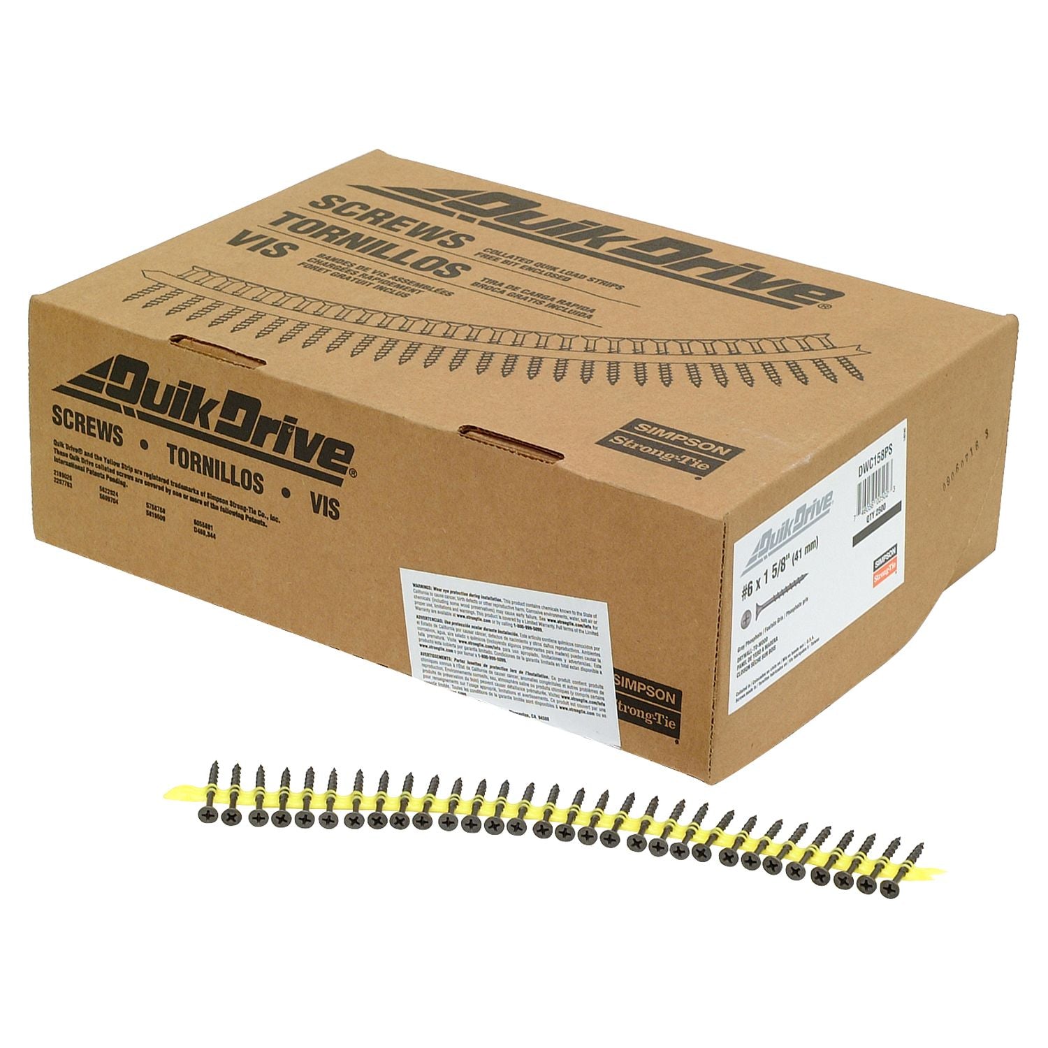 Simpson Strong-Tie DWC158PS DWC Drywall Screw (Collated),  #6 x 1-5/8-in. #2 Phillips Bugle-Head, 2500-Pack