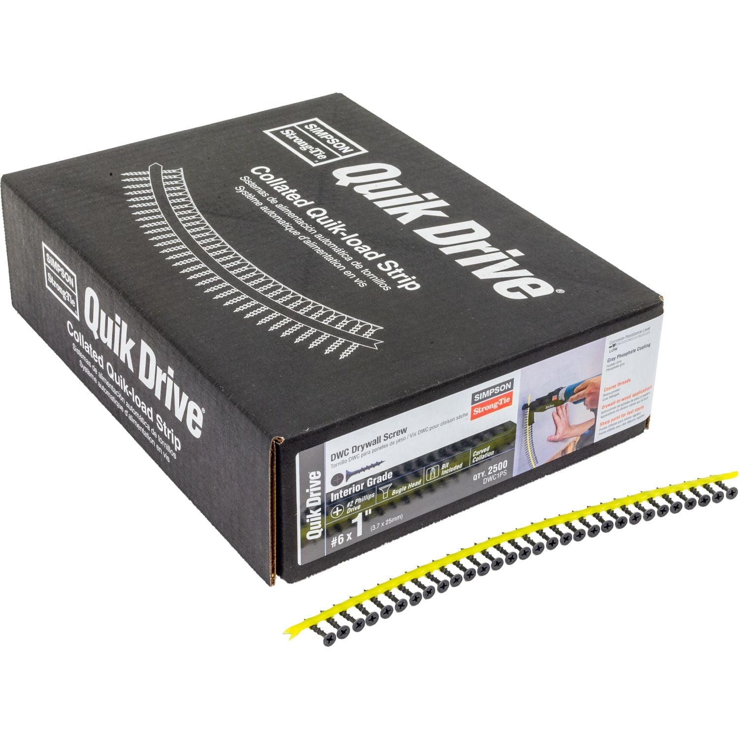 Simpson Strong-Tie DWC1PS DWC Drywall Screw (Collated),  #6 x 1-in. #2 Phillips Bugle-Head, 2500-Pack