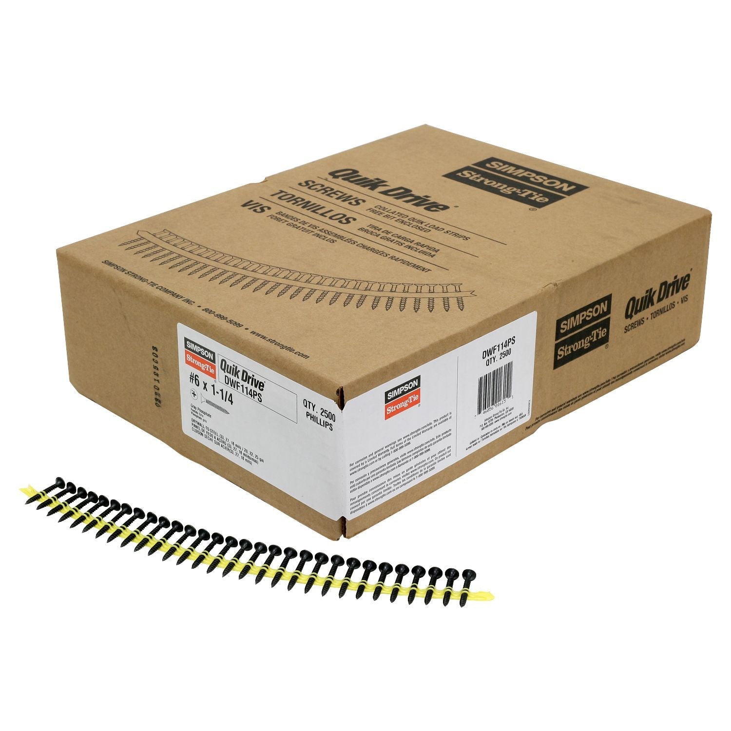 Simpson Strong-Tie DWF114PS DWF Drywall-to-CFS Screw (Collated),  #6 x 1-1/4-in. #2 Phillips Bugle Head, 2500-Pack