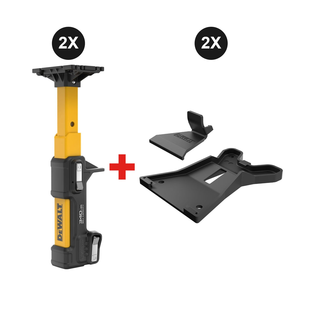 DeWALT DWHT83554 ToughSeries Construction Jack Extension 2-Pack with (2) DWHTPAD Pad Accessory Packs (DWHT83554-2x-DWHTPAD-2x)
