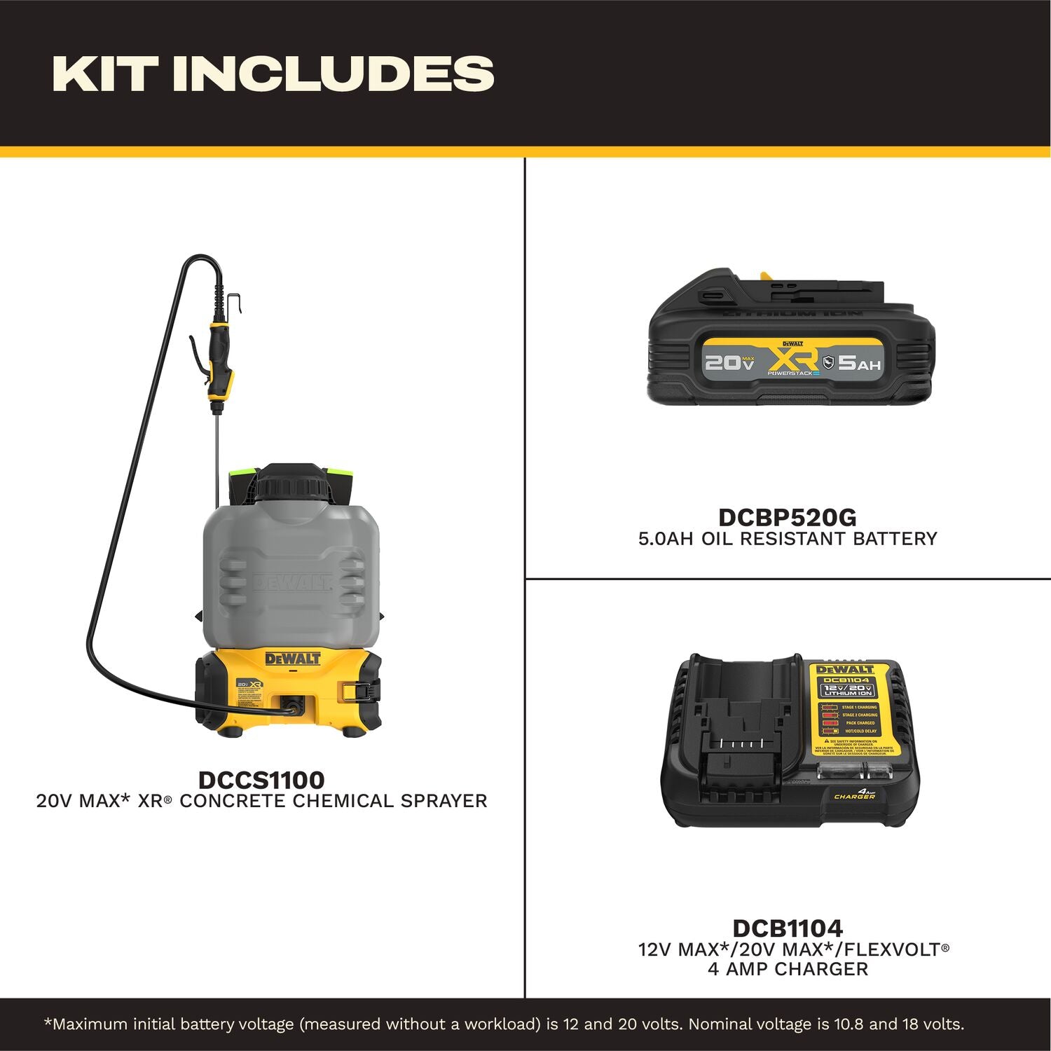 DeWALT DCCS1100GH1 20V MAX XR Concrete Chemical Sprayer 5.0Ah Kit