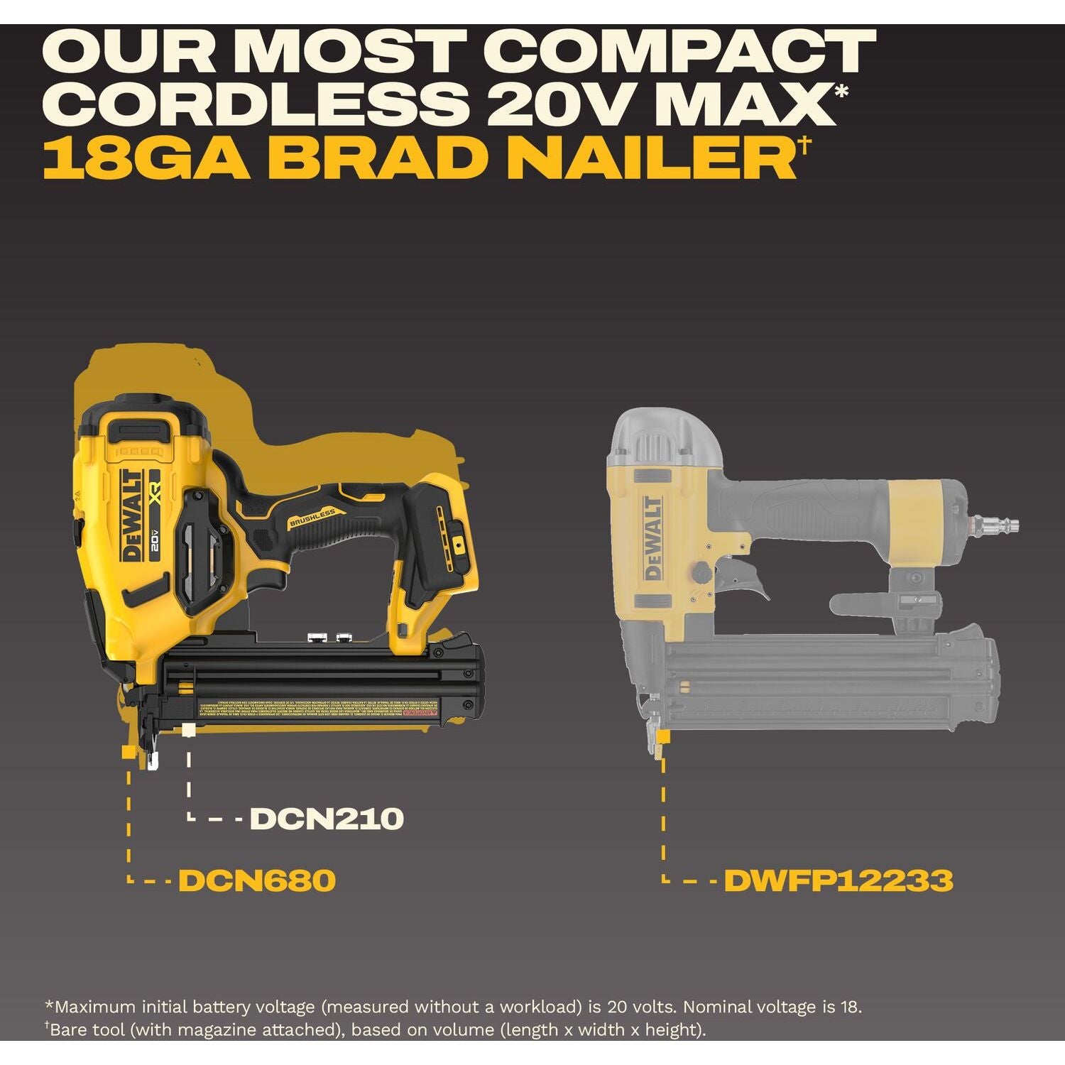 DeWALT DCN210B 20V MAX XR 18Ga Brad Nailer, Tool Only