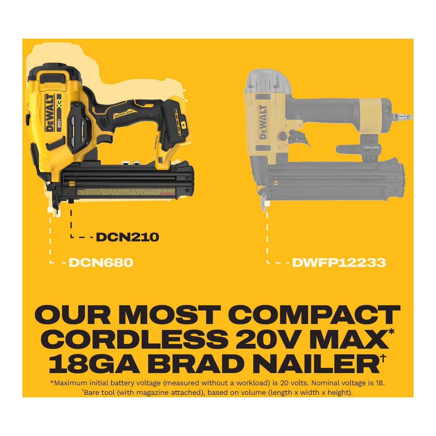 DeWALT DCN210E1 20V MAX XR 18Ga Brad Nailer Powerstack 1.7Ah Kit