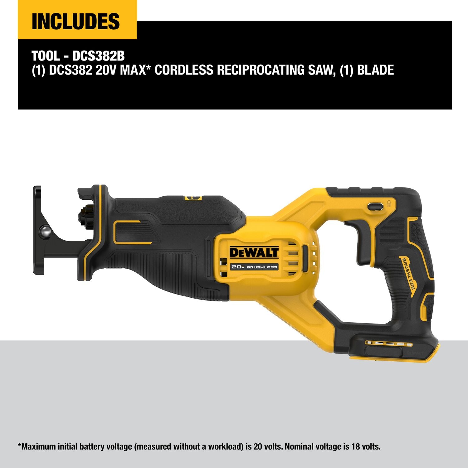 DeWalt DCS382B 20V MAX XR Brushless Cordless Reciprocating Saw, Tool Only